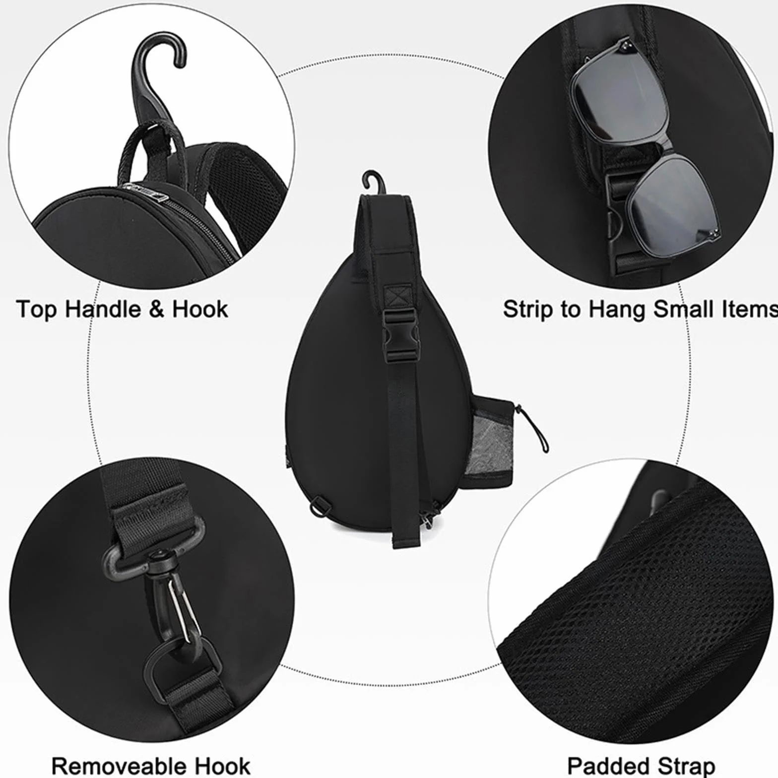 Amagogo Bolso de Hombro para Raqueta de Tenis, Negro