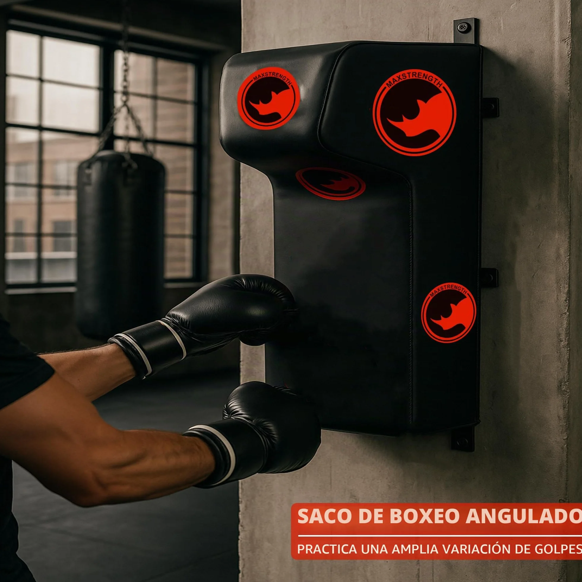 MAXSTRENGTH Saco de boxeo montado en la pared para entrenamiento, equipo de artes marciales