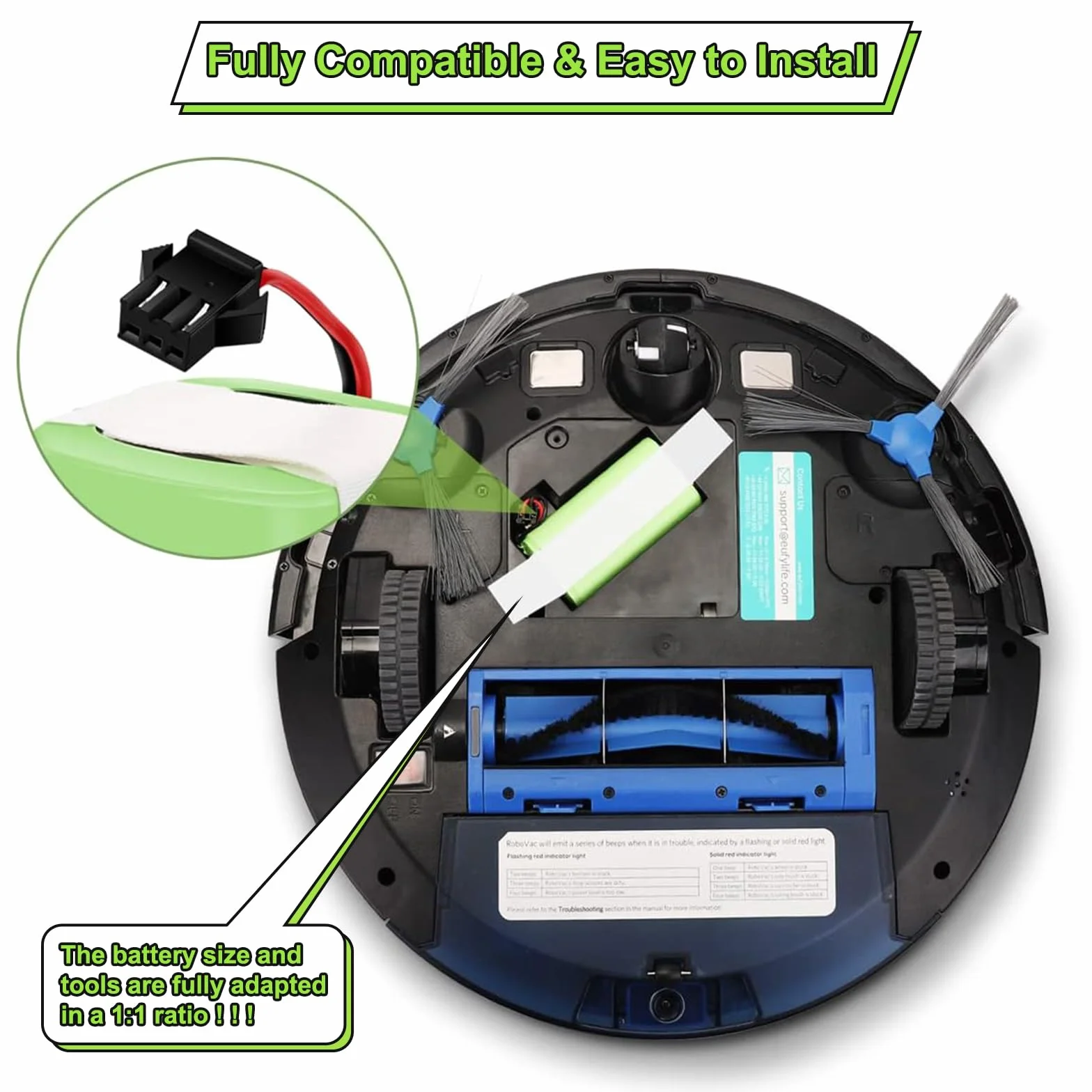 Batería de Lones de Litio 3000mAh 14.4V para Conga Excellence 1090 990 950 1990 1790 para Ecovacs Deebot N79 DN622 N79S IKHOS S15 S14 para Eufy RoboVac 11 12 30 11S 15C 15T 11SMAX 15C 30C 35C