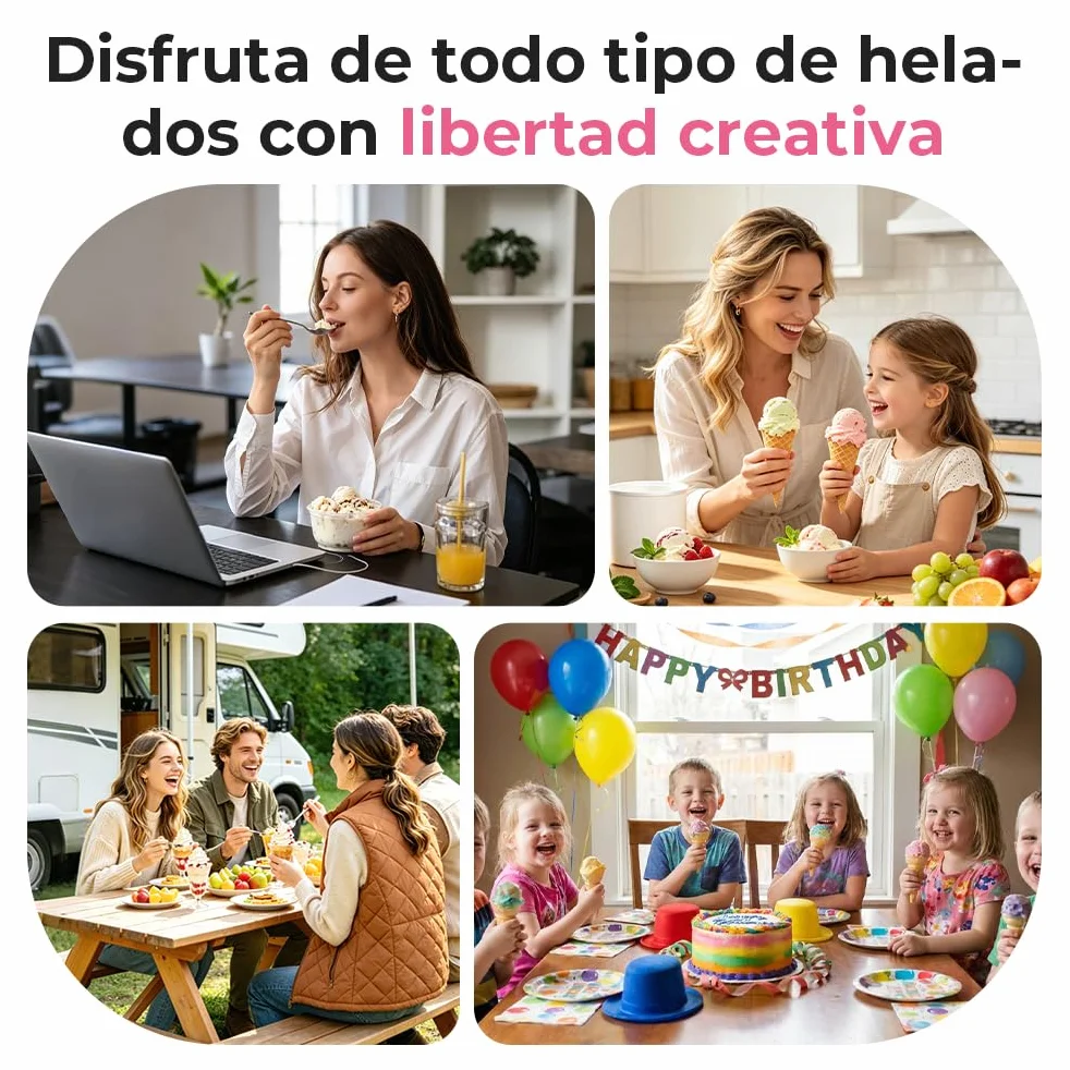 Maquina Hacer Helados 2L Máquina para Hacer Helados Maquina de Helados Profesional Sorbete y Yogur Congela en 30 Minutos, Maquina Helados Soft