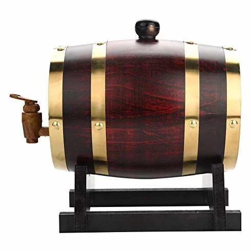 Oak Barrel Dispensador de Vino de Roble Vintage, 1.5L, para Vino, Cerveza y Licores