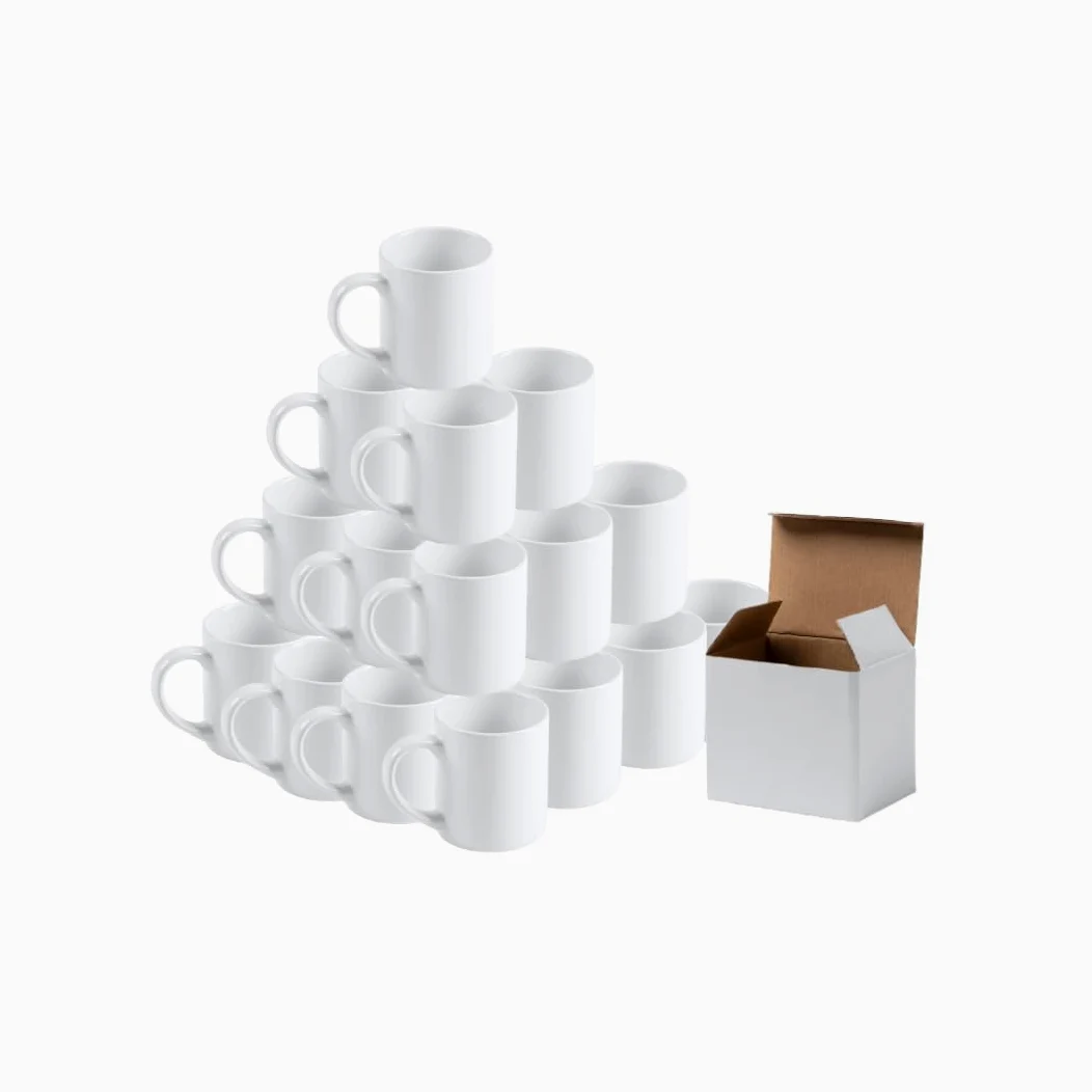 Genérico Tazas de Cerámica Blancas 250 ml, Recubiertas de Polímero para Sublimación, Juego de 24, con Cajas