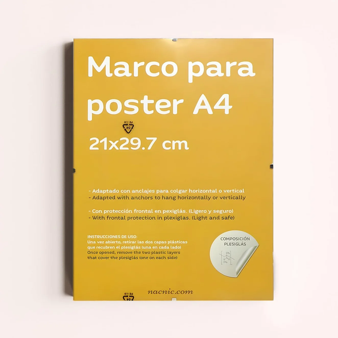 Nacnic Septiembre 4 Clips Marcos Transparentes. Soportes transparentes para fotos, carteles, diplomas, dibujos o hojas. A4 (21 x 29,7 cm). Clip transparente con marcos