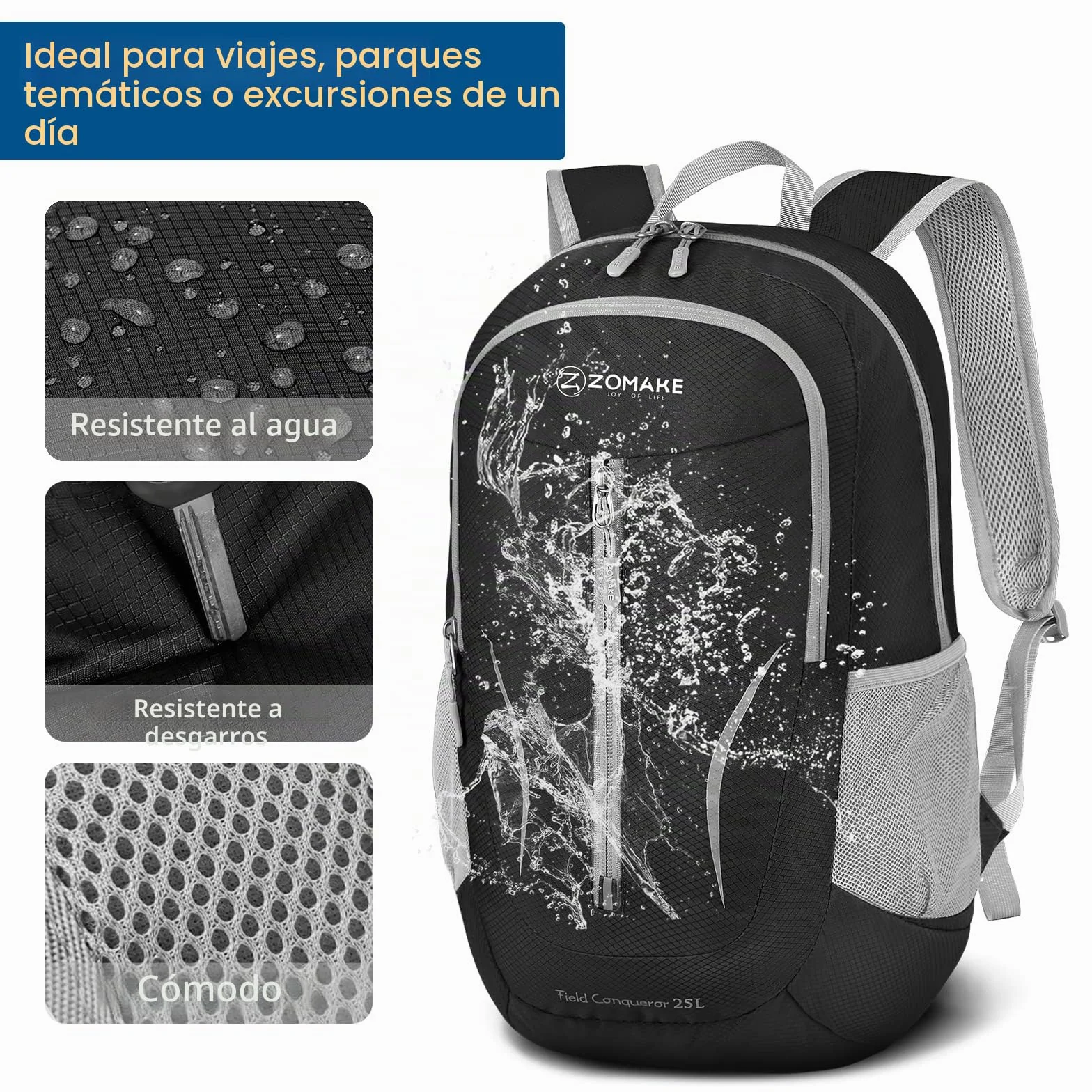 ZOMAKE Mochila Plegable Ultraligera 25L Impermeable Senderismo Trekking Viaje