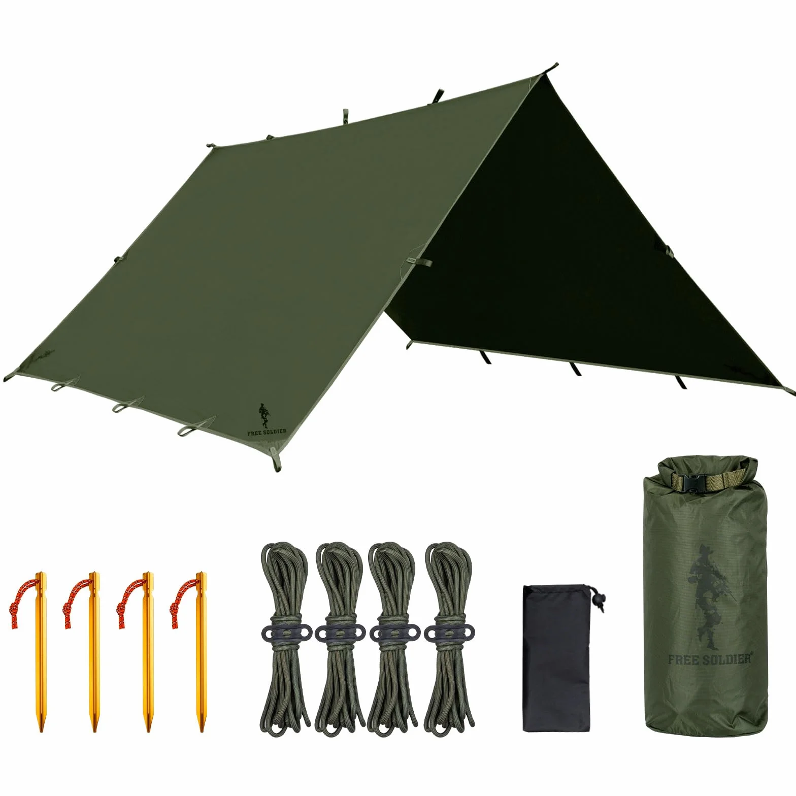 FREE SOLDIER Lona impermeable ultraligera protección UV 4x4 m camping senderismo