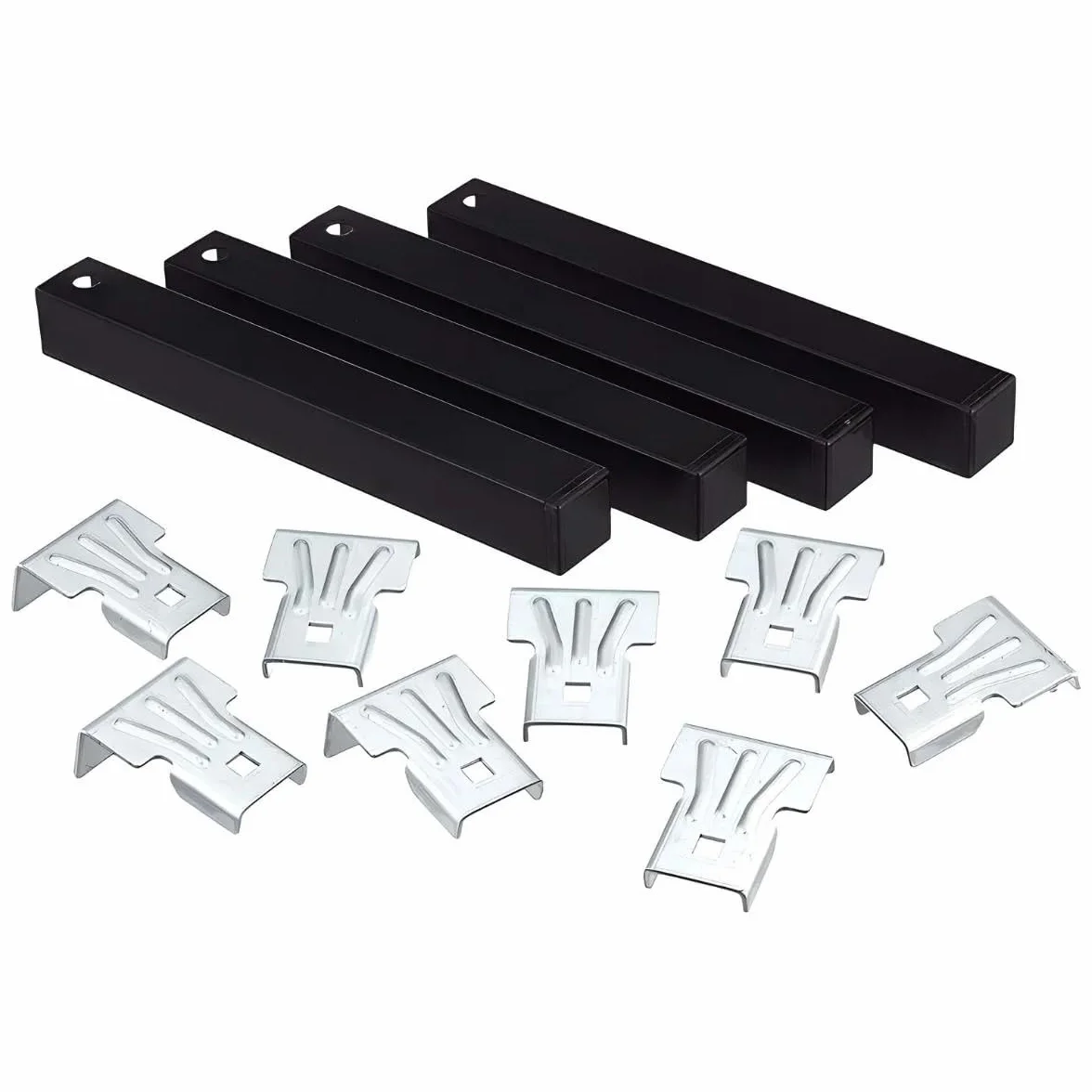 Juego de 4 Patas Somier Metálico sin ruedas, de color Negro - Altura 40 cm x 3 cm