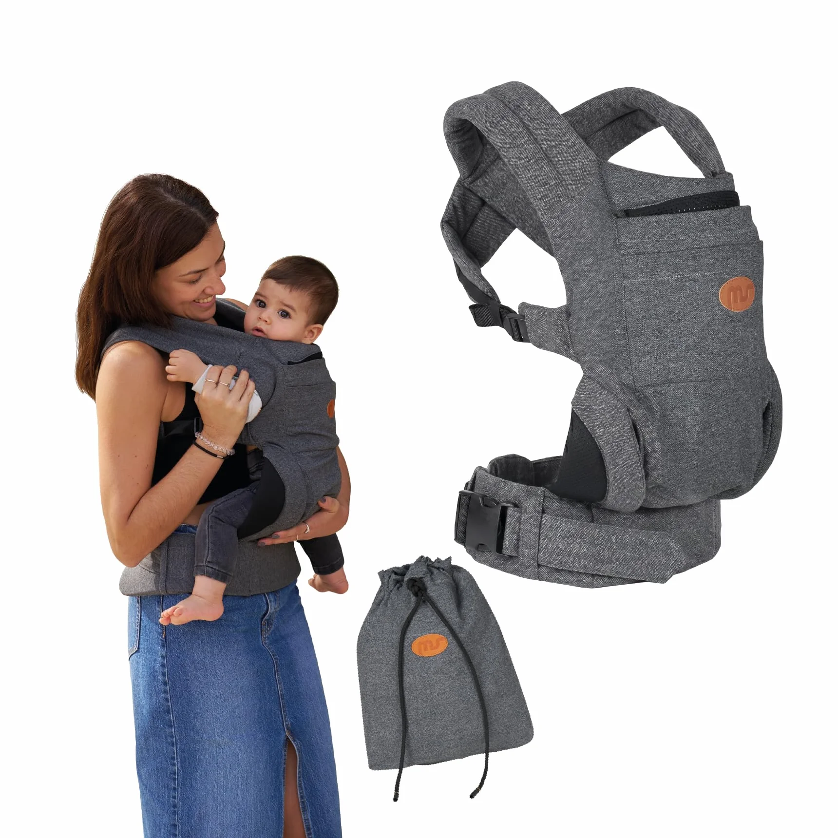 MS BabyWorld Kowari Portabebés Elástico Ergonómico Ajustable Hasta 15 kg