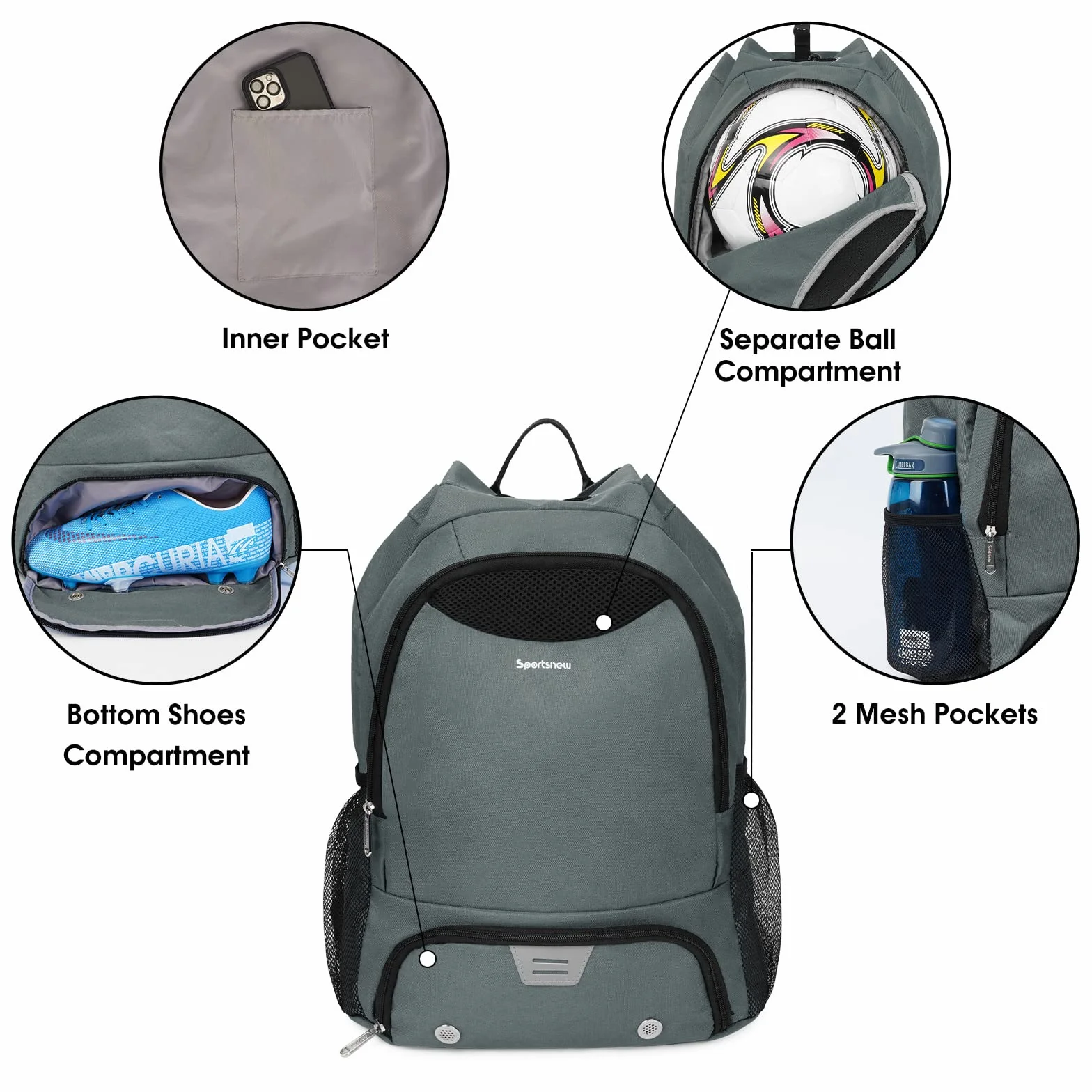 Mochila de Cuerdas Baloncesto Futbol Hombre Mujer Bolsa Deportiva con Compartimento para Zapatos