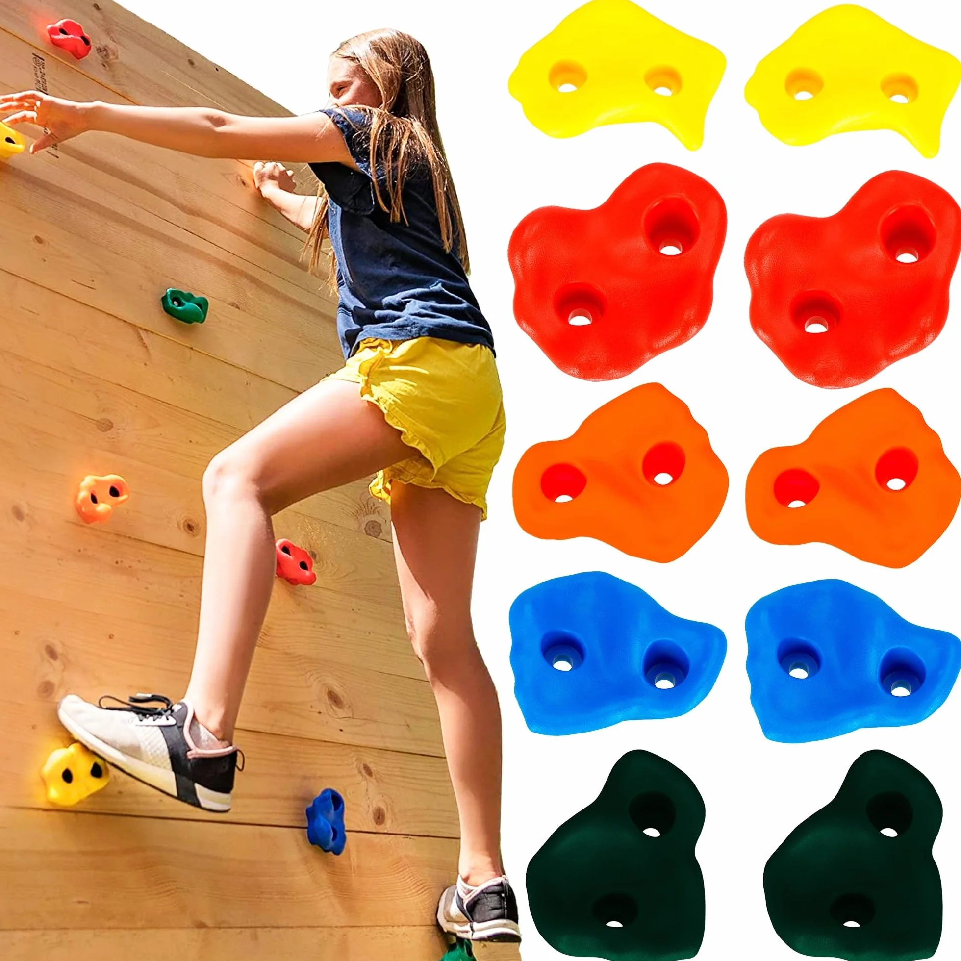 SPRINGOS Juego de 10 agarres de escalada con material de fijación