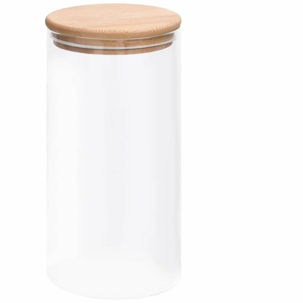 Juego de 4 tarros de almacenamiento de 1200 ml con tapa de bambú – Tarros de almacenamiento para cocina, almacenamiento de cristal