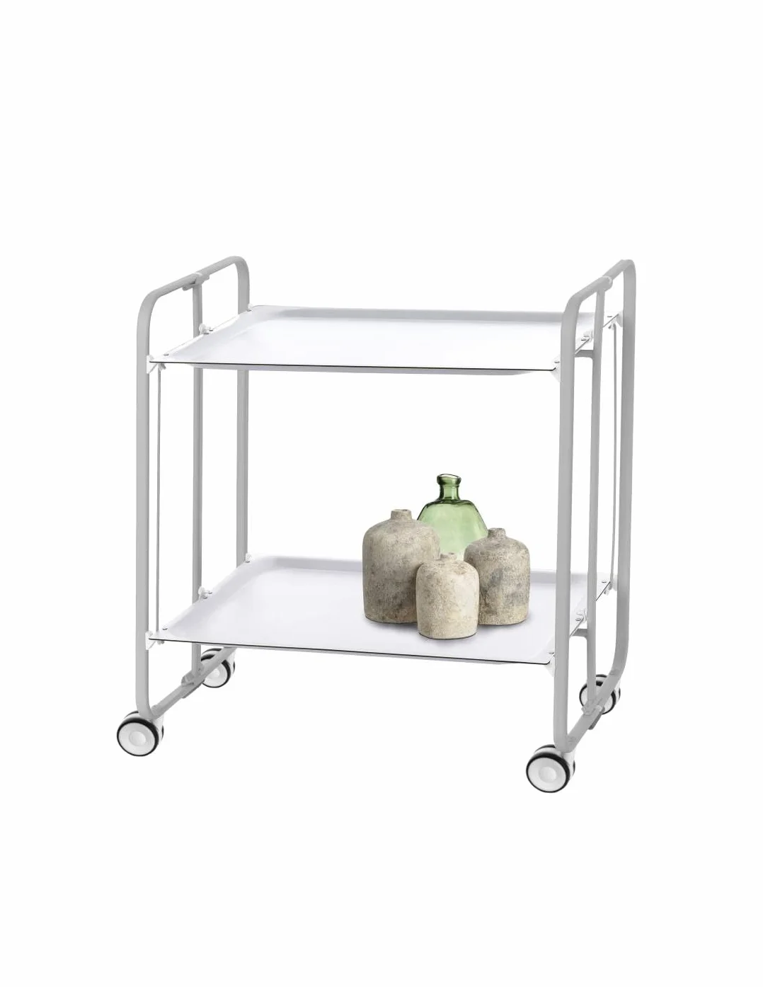 DHO – Mesa de ruedas plegable con chasis gris aluminio.