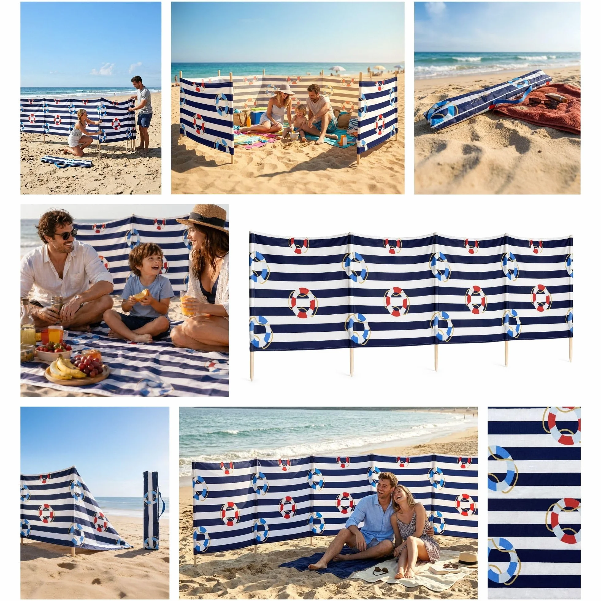 Amazinggirl Paravientos Playa Camping Cortavientos Ligero Resistente Ideal Jardín Piscina Terraza Viajes Protección Solar Privacidad Exteriores