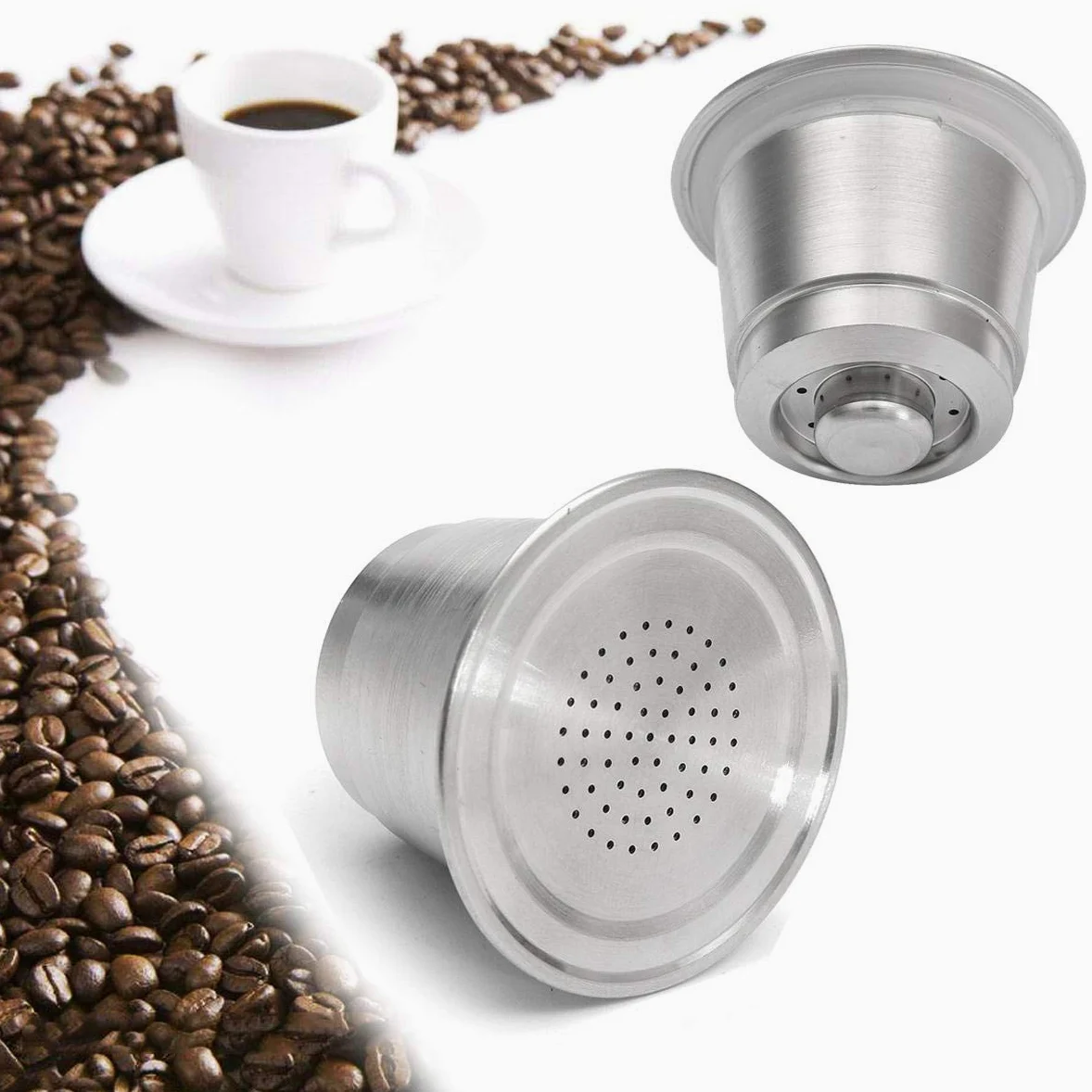 KingLan Taza De Cápsula De Café Recargable De Acero Inoxidable Reutilizable para Cafetera Nespresso