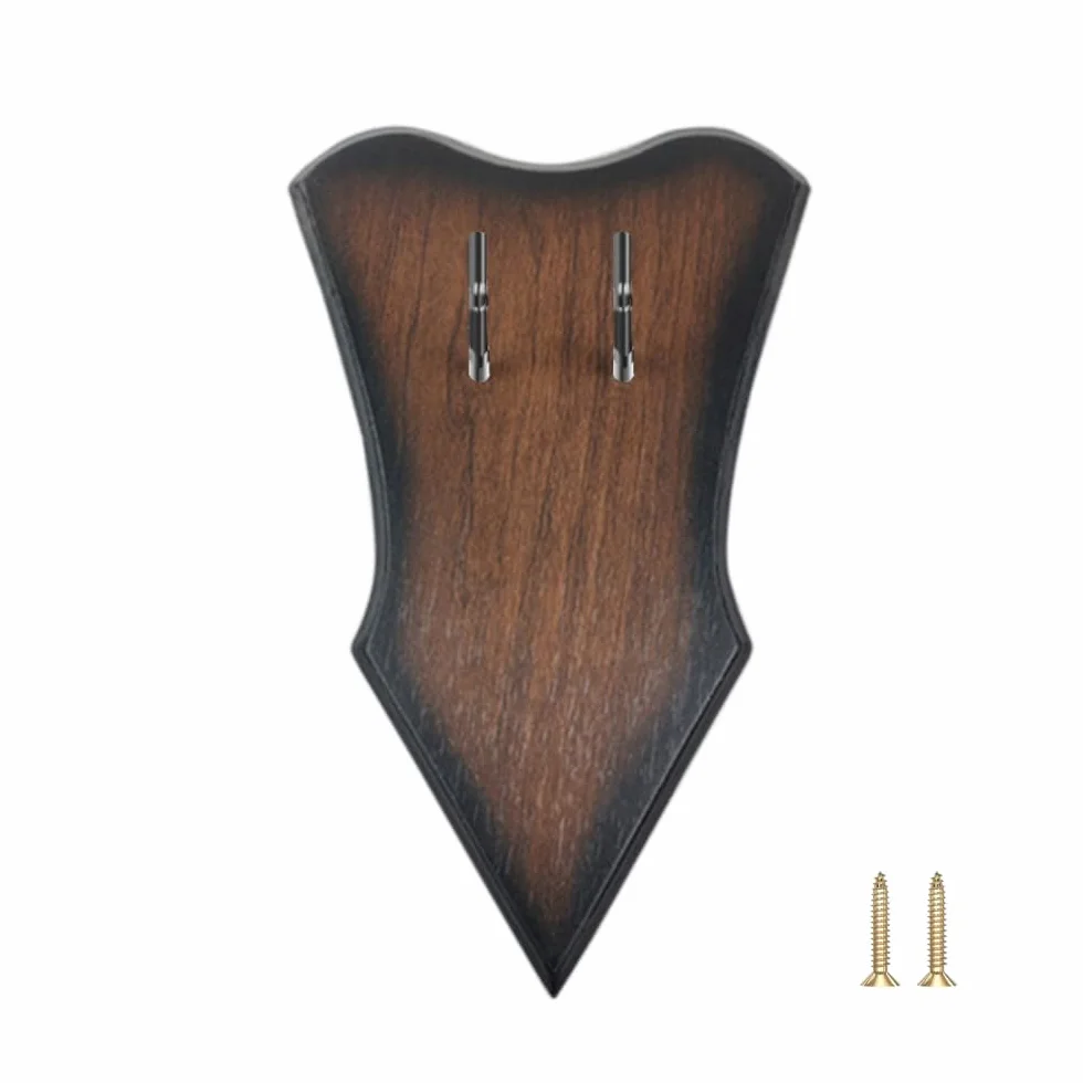Soporte de pared de madera para espada con espacio ajustable, placa de decoración vertical con tornillos y ganchos