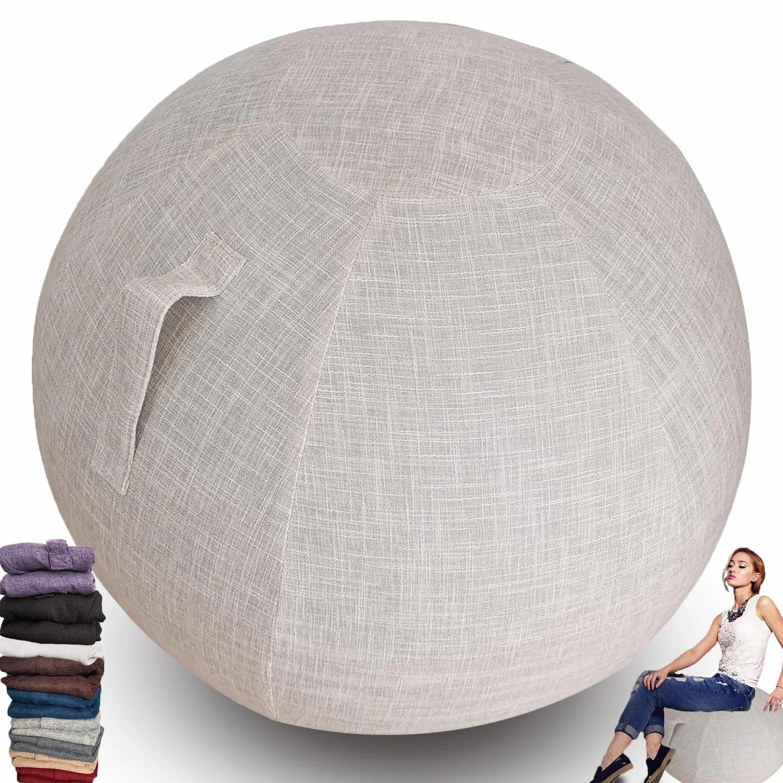 Funda para Pelota de Yoga 55 65 75 cm Cubierta de Bola de Gimnasio con Mango Protector a Prueba