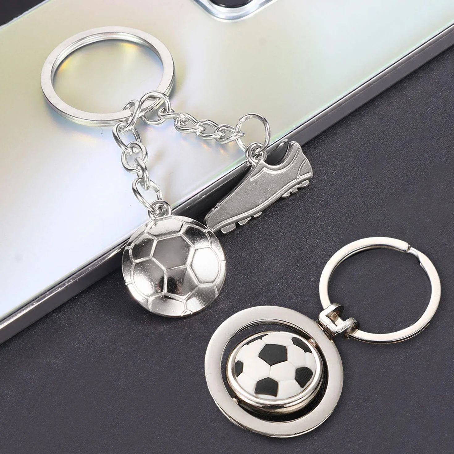Llaveros Conmemorativos de Fútbol de 2 Piezas de Metal para Fanáticos