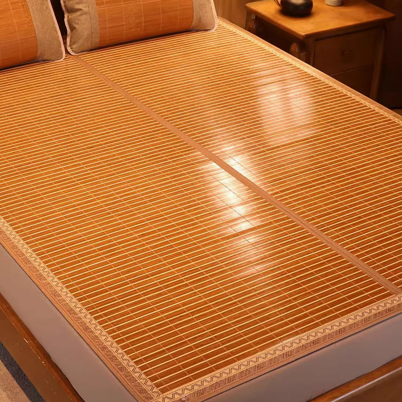Colchoneta de dormir de verano, 190/195/200/220 cm, almohadilla de colchón de enfriamiento carbonizado, alfombrilla de ratán transpirable para dormitorio cama doble (tamaño: 220 x 180 cm