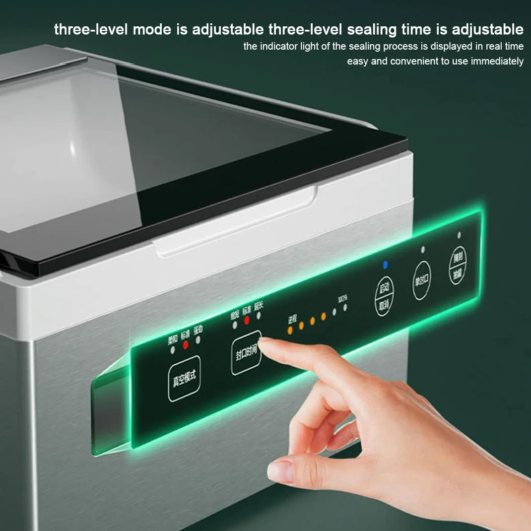 Máquina Comercial, sellador al vacío de cámara Máquina de Sellado al vacío Comercial de 320 W, Sistema de conservación de la máquina de envasado de Alimentos con Barra de Sellado d
