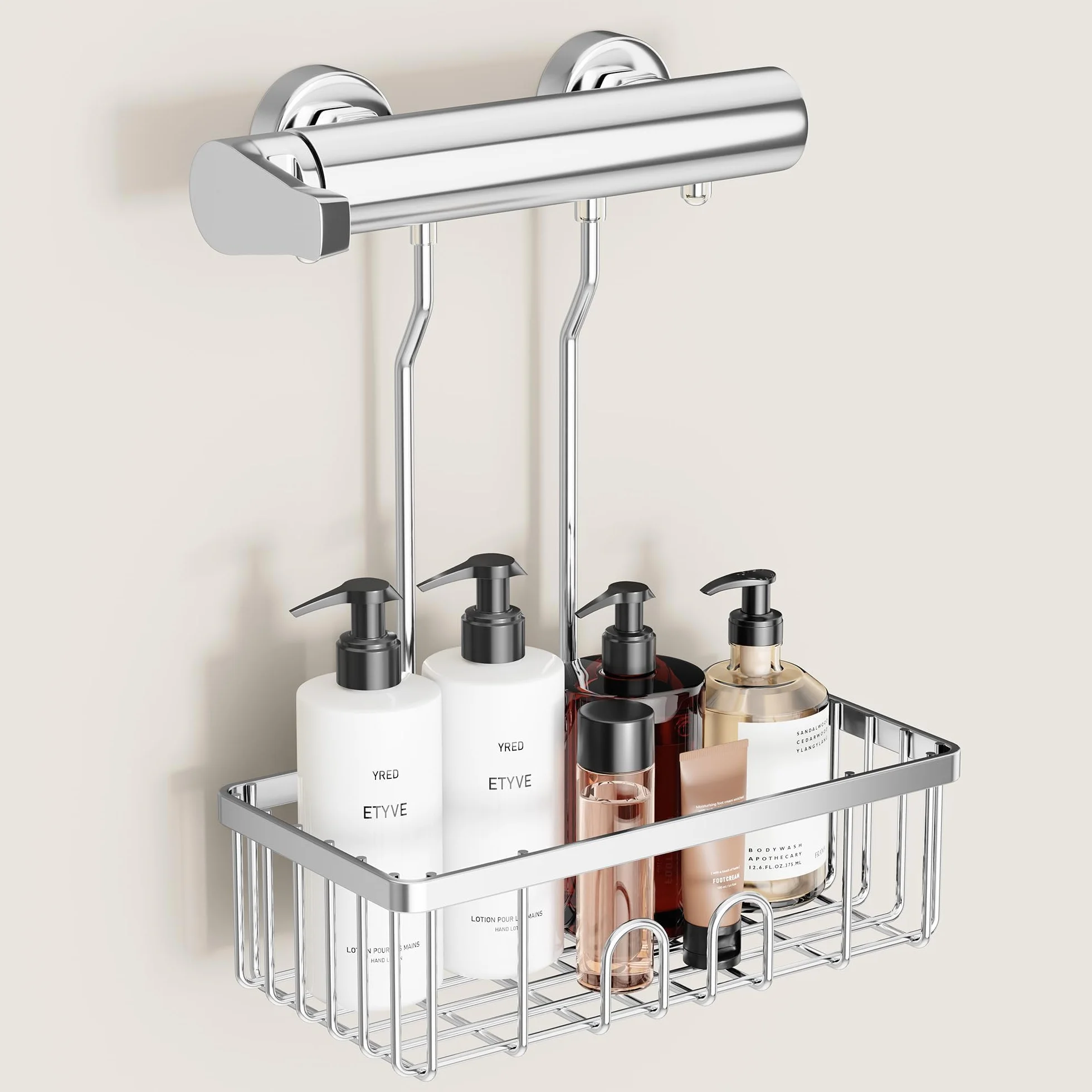 Cesta de ducha colgante, no requiere taladrar, guardar champú o jabón, acero inoxidable SS304, 30 x 13 x 8,5 cm