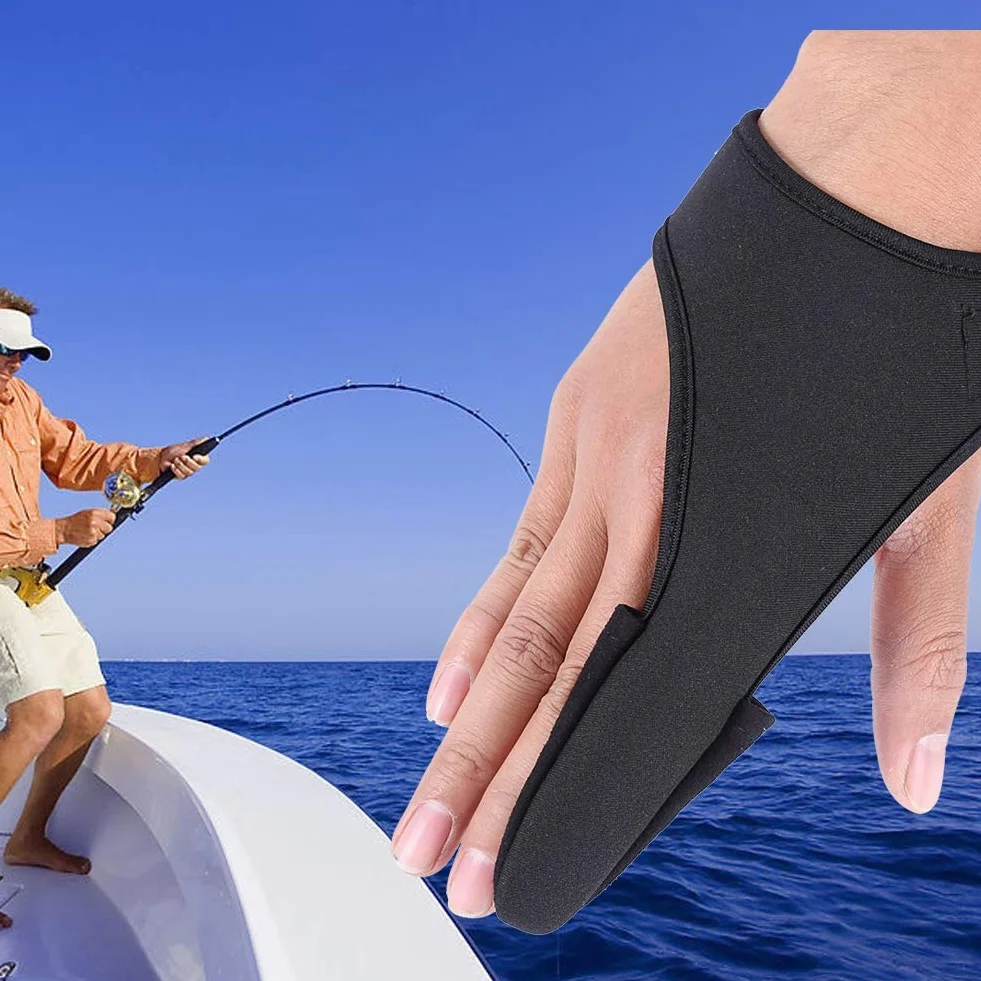Dioche Guantes para Pesca Dedo, Guante Elástico Negro Cómodo de Banda del Dedo Índice