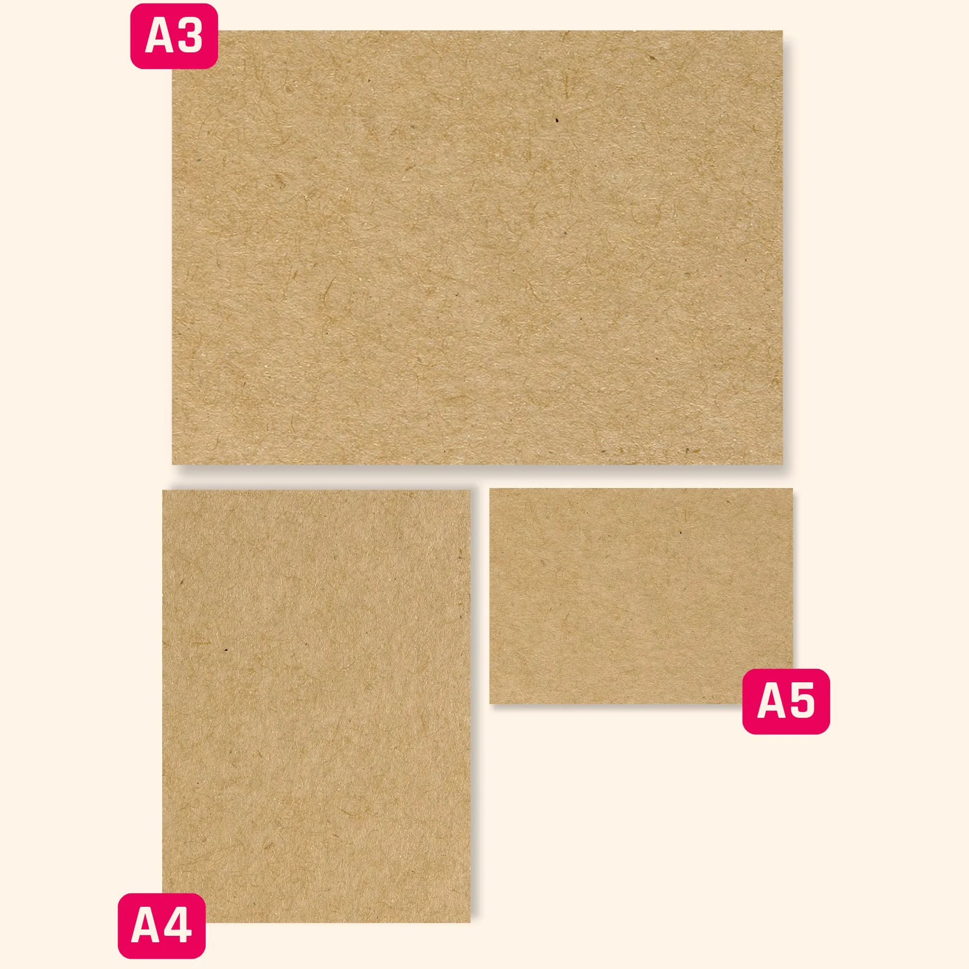50 hojas, Papel Kraft Cartulina Marrón A4, 200 g/m²