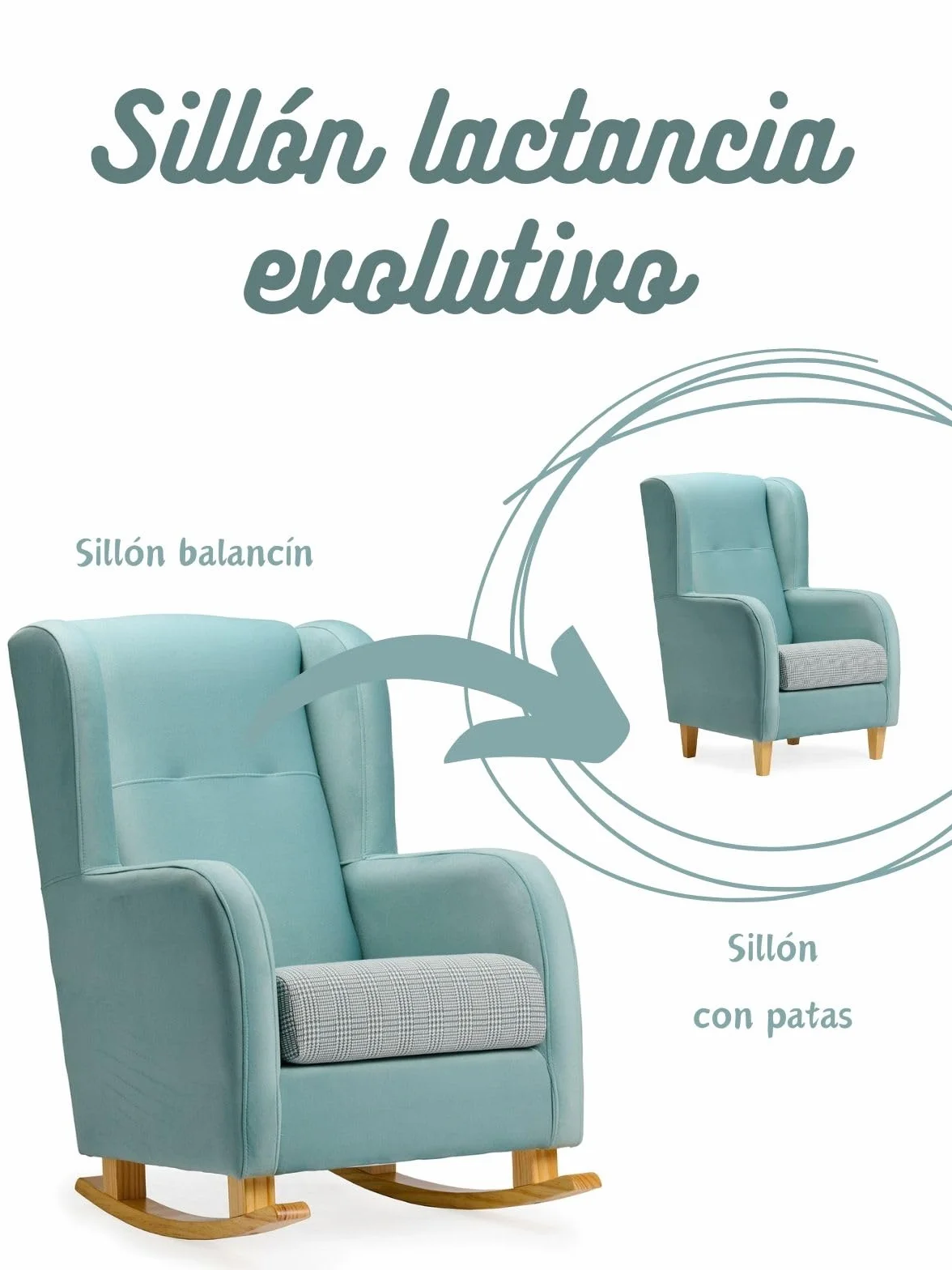 Sillón de Lactancia Evolutivo Modelo París Mecedora Butaca Fija 66 x 89 x 102 cm Tela Antimanchas Beige