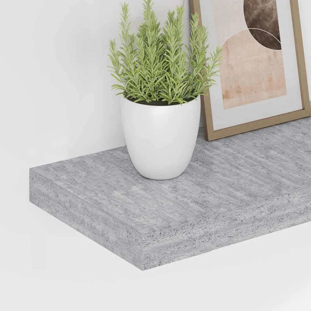 Estantería flotante gris hormigón 90 x 23,5 x 3,8 cm, estante de pared de madera de panal MDF con marco de metal, soporte invisible, para libros, decoración, dormitorio, cocina, resistente y