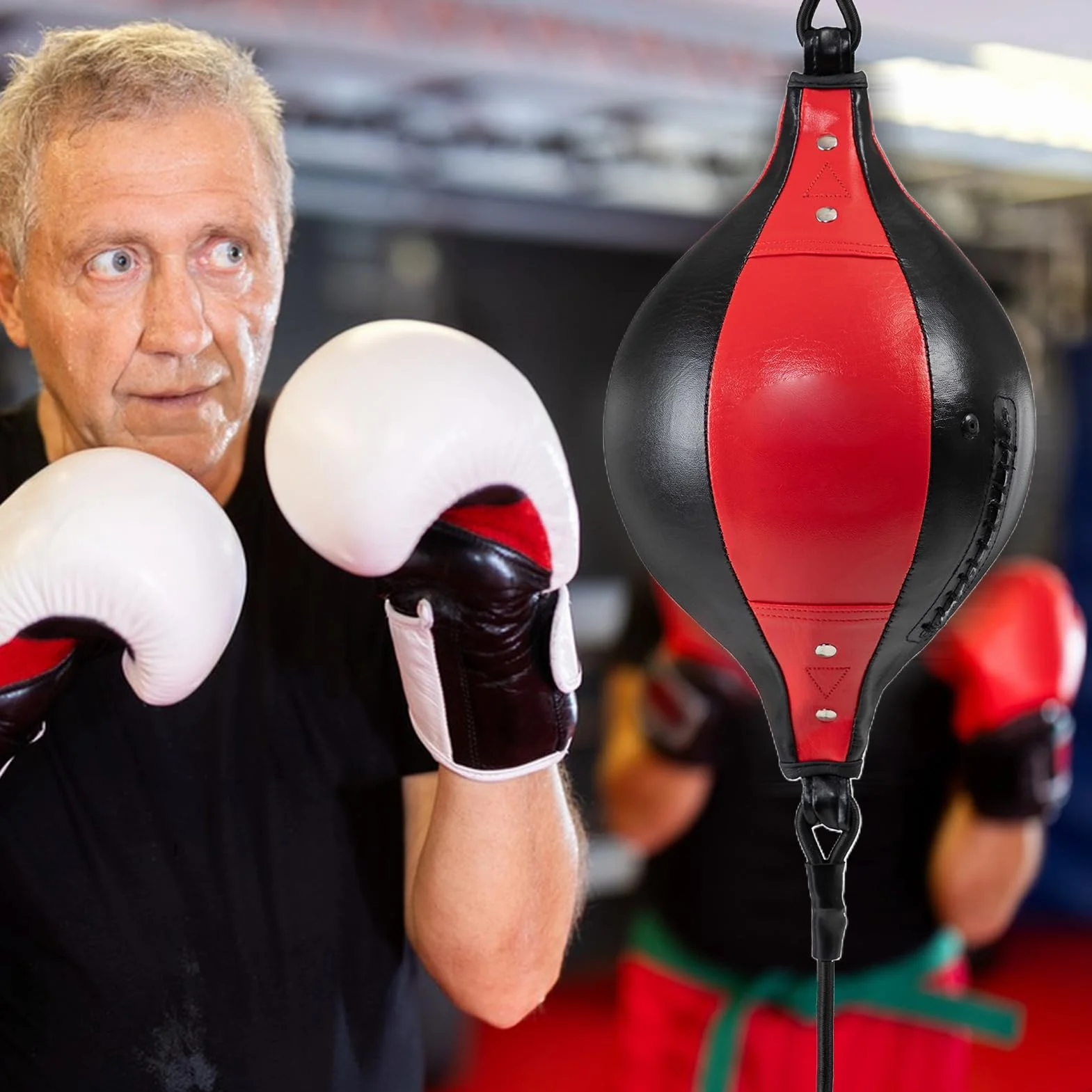 Bolsa de boxeo de doble extremo de piel sintética para fitness, entrenamiento central y gimnasio en casa