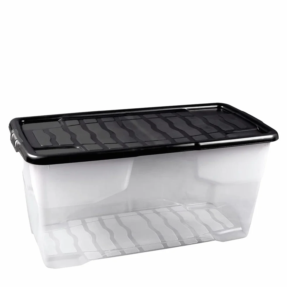 Strata Curve - Caja de almacenaje con tapa (3 unidades, 80 L, 80 x 40 x 37 cm), transparente