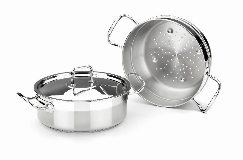 BRA Profesional | Set para cocinar al Vapor con Tapa 20 cm | Acero Inoxidable 18/10