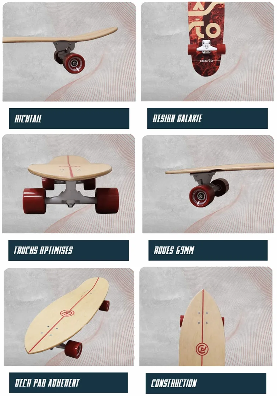 Coasto Surfskate Skatepark Street Pumptrack Surf Tabla Crucero Todoterreno Trucks Cubierta Transparente Adherente