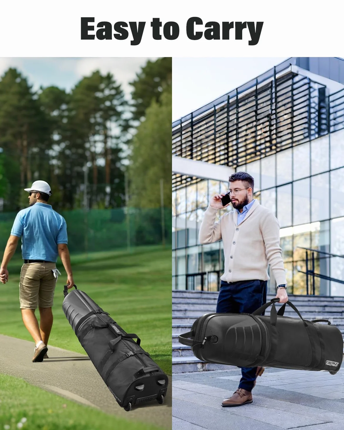 Findway Fundas de Viaje para Palos de Golf con Ruedas, Duraderas y Portátiles