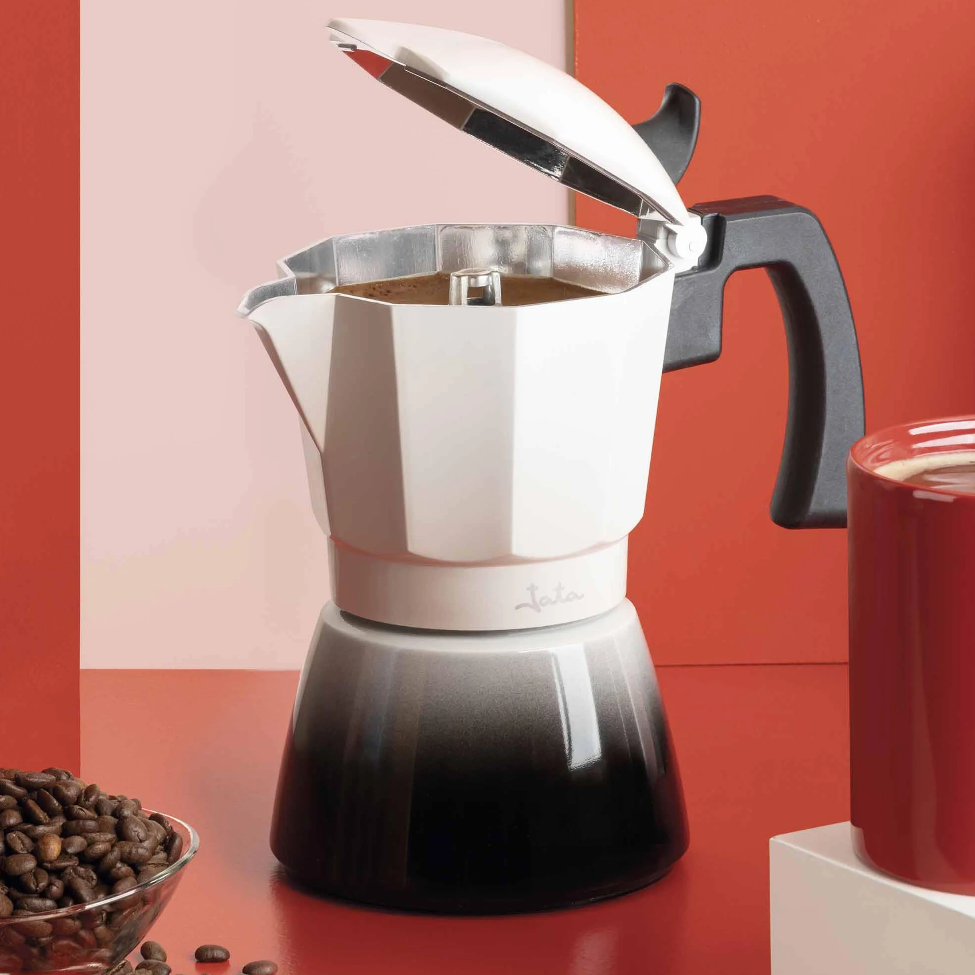 Jata Hogar HCAF2412 - Cafetera Italiana 12 Tazas para Inducción, Moka de Aluminio, Apta para Todo Tipo de Cocinas, Mango Ergonómico, Café Espresso Tradicional