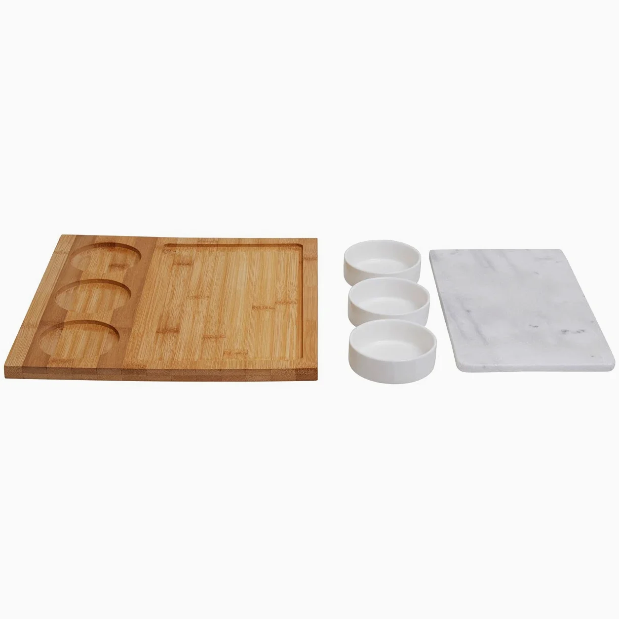 Premier Housewares 5 placas de cerámica y mármol blanco.
