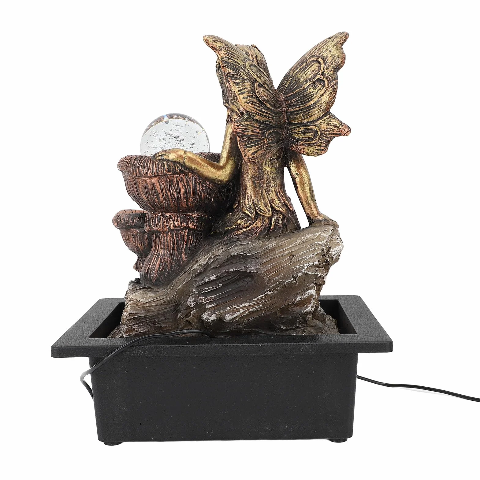 Fuente de Mesa Decorativa USB Bomba Silenciosa Luz LED para Sala de Estar, Fuente de Cascada de Escritorio Premium para Relajación