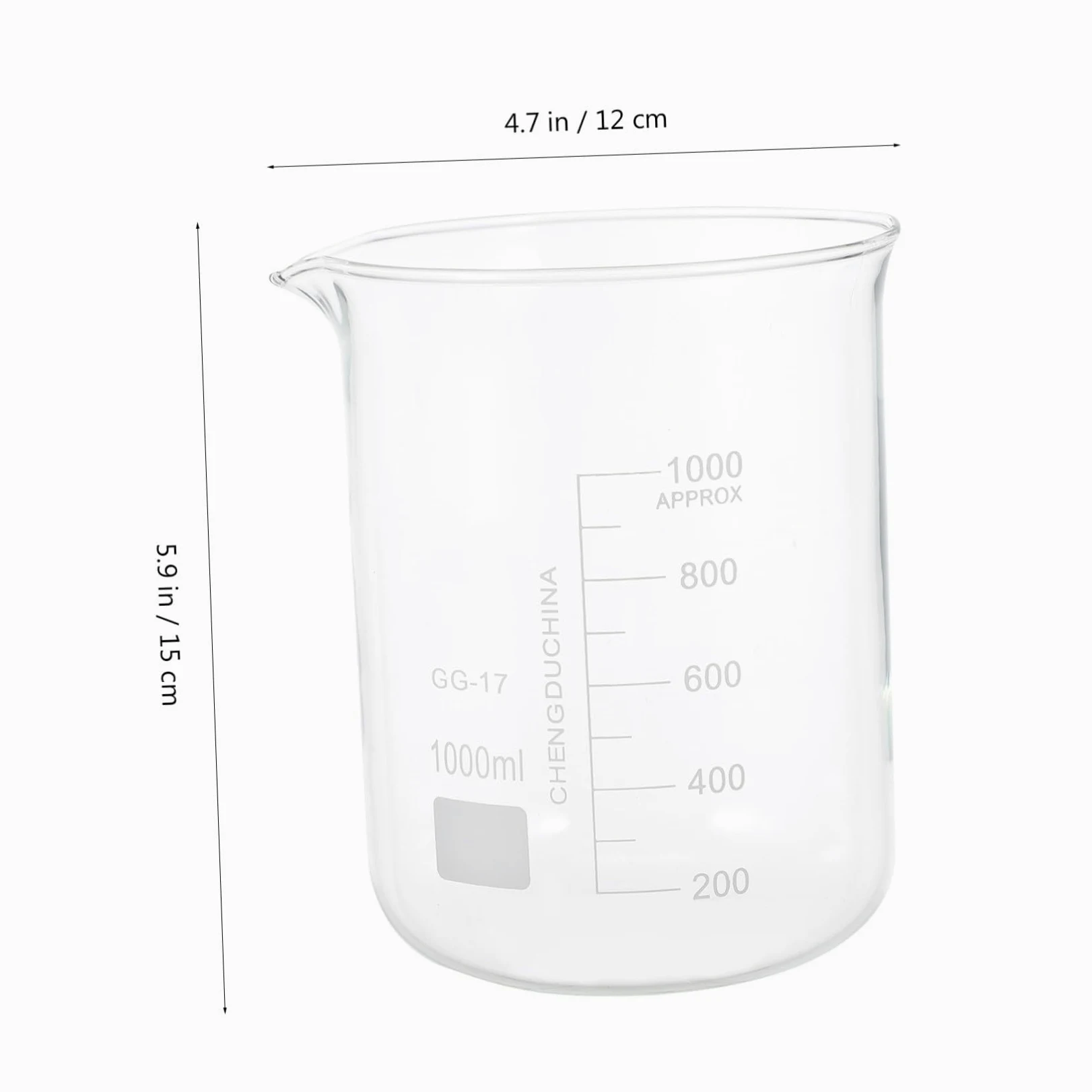 BESTYASH Vasos Medidores Transparentes de Vidrio 5 Piezas para Laboratorio | Tazas Medidoras de Líquidos, Porta Líquidos a Escala, Decoracion Colegio