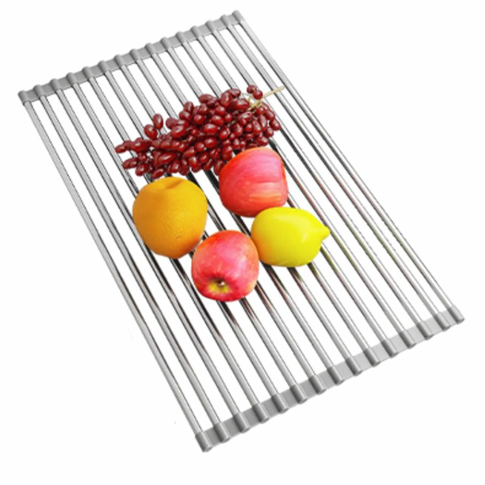Rejilla de Secado de Platos de Acero Inoxidable, Soporte de escurridor de Cocina Enrollable sobre el Fregadero, Dispositivo de Esqueleto, no es fácil de Dejar Caer, for Tazas, Frutas y Verduras (Size