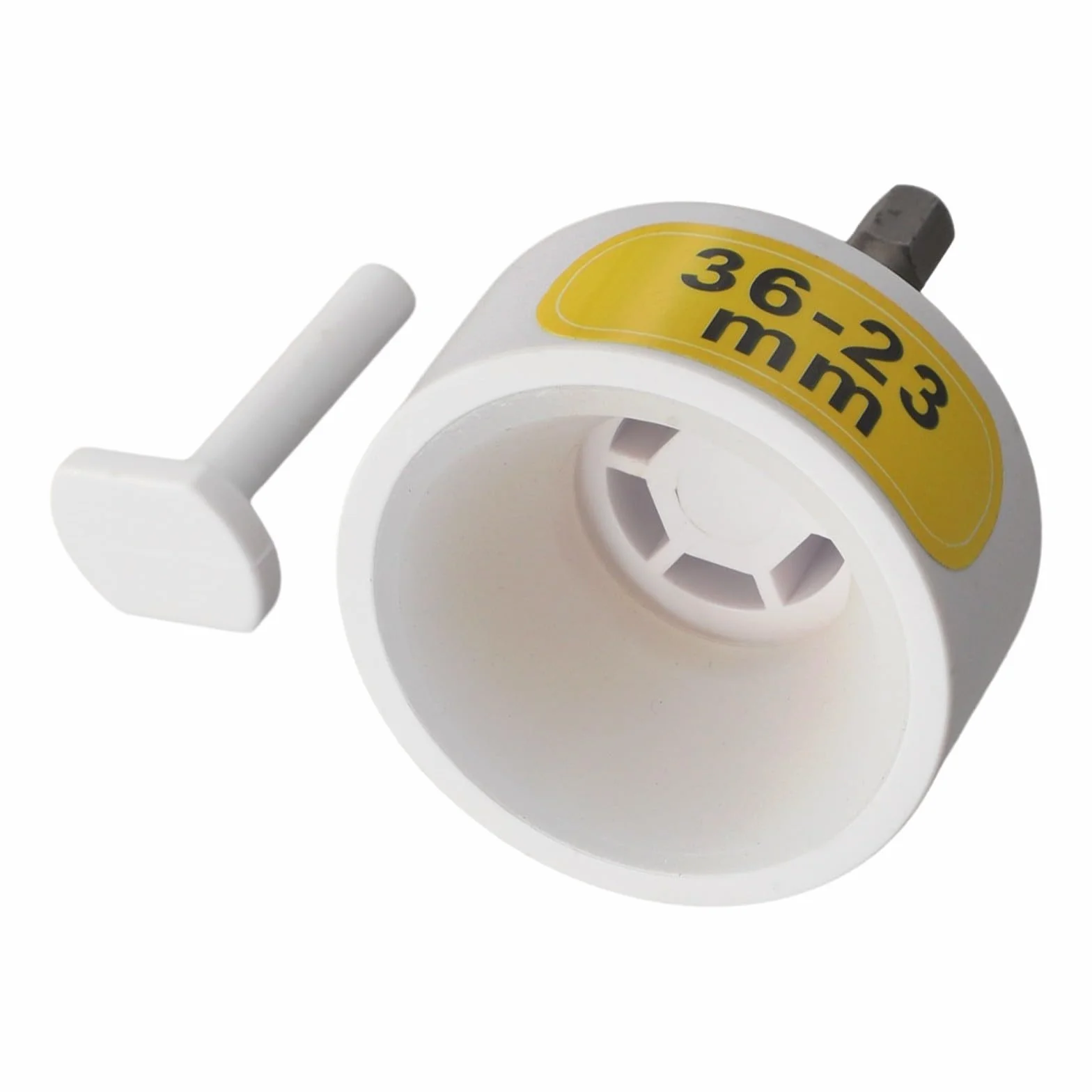 Cabezal taponador eléctrico blanco para sellado de botellas, adaptador de broca hexagonal de 1/4 pulgadas, herramienta de plástico ajustable de 10-50 mm, para operaciones de embalaje eficientes (20-30
