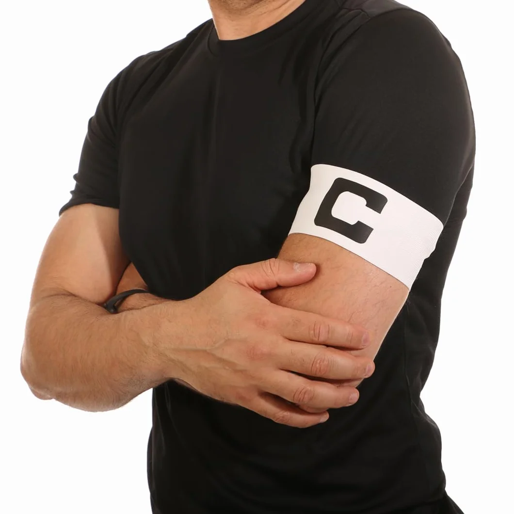 Brazalete de Capitán de Fútbol Adulto Blanco y Negro - 2 Cintas
