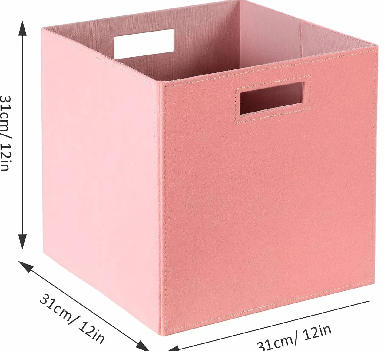 Caja de almacenamiento de fieltro plegable juego de 3 organizador 30 x 30 x 30 cm rosa