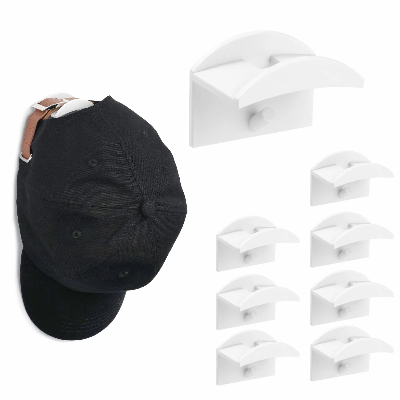 Vicloon Colgador de Sombreros, 8PCS Ganchos Autoadhesivos para Sombrero, Organizadores de Gorra de Béisbol, Sombrero de Almacenamiento Montado en Pared para Presentación de Gorras de BéIsbol (Blanco)
