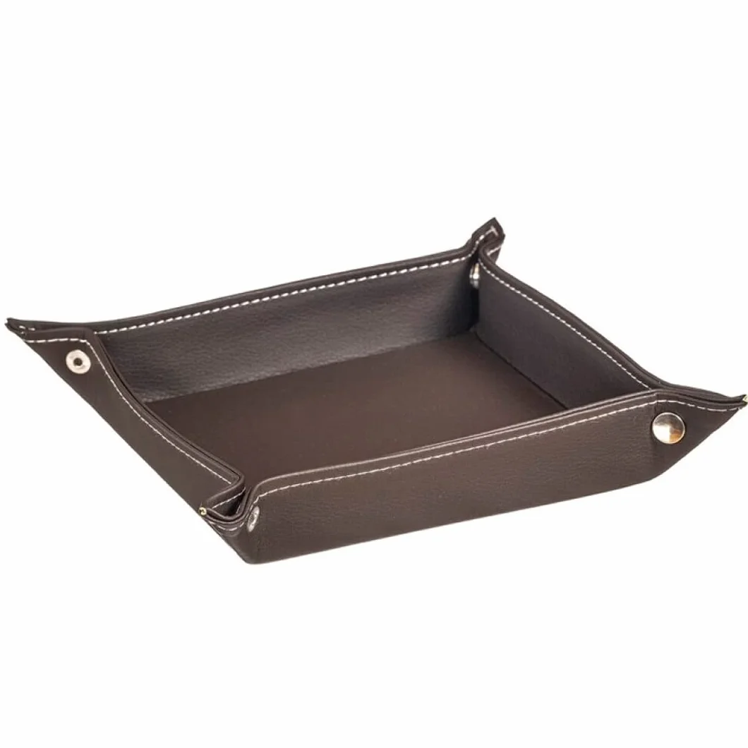 TIENDA EURASIA - Vaciabolsillos, Bandeja para Recibidor, Plato para la Entrada, Deja Llaves, Monedas, Organizador Entrada en Polipiel, Vacia Bolsillos de 18 x 18 cm con Corchetes