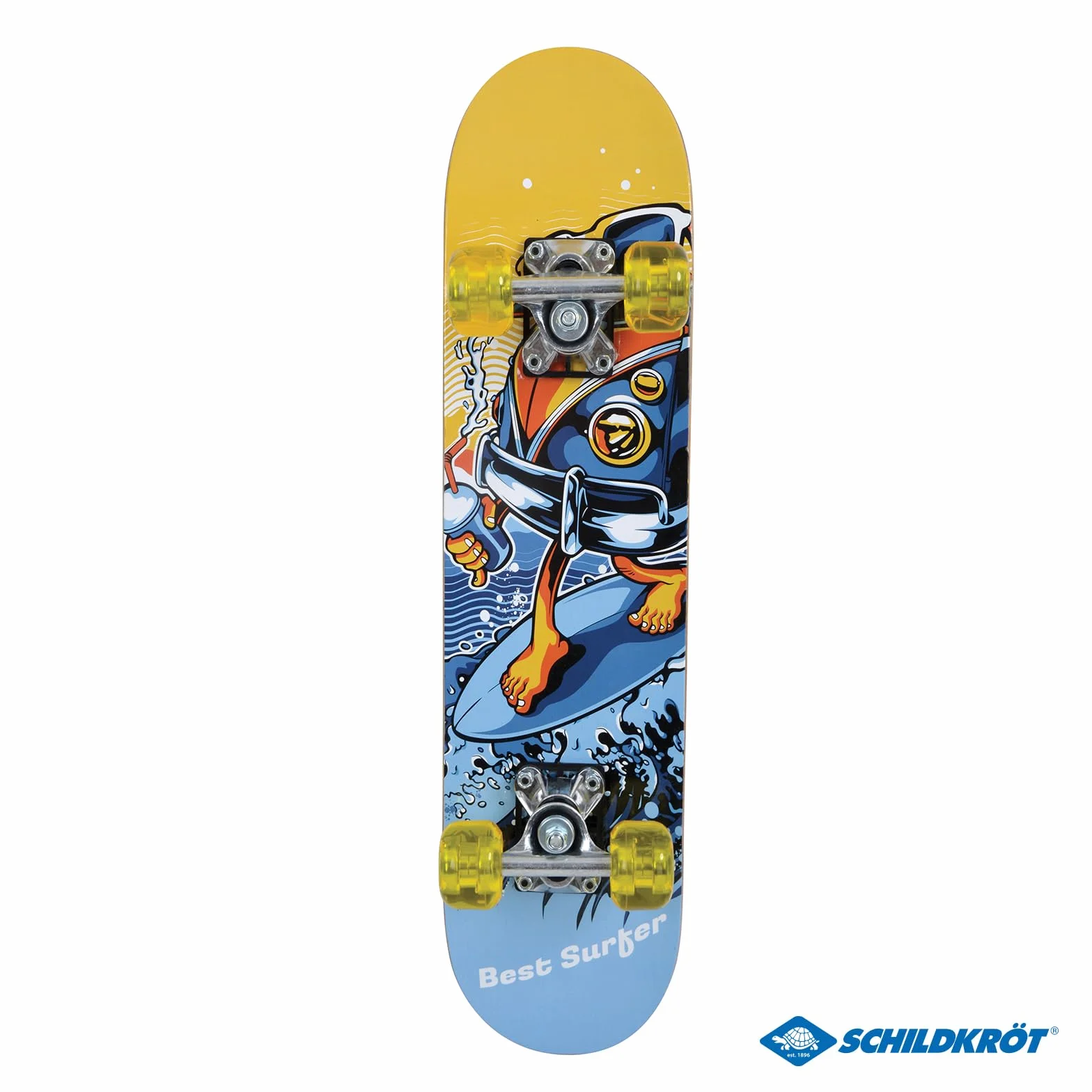 Schildkröt Skateboard Junior 24″ Madera de Arce 60,5×15 cm Ruedas PU 50 mm 608Z Trucks Aluminio Best Surfer