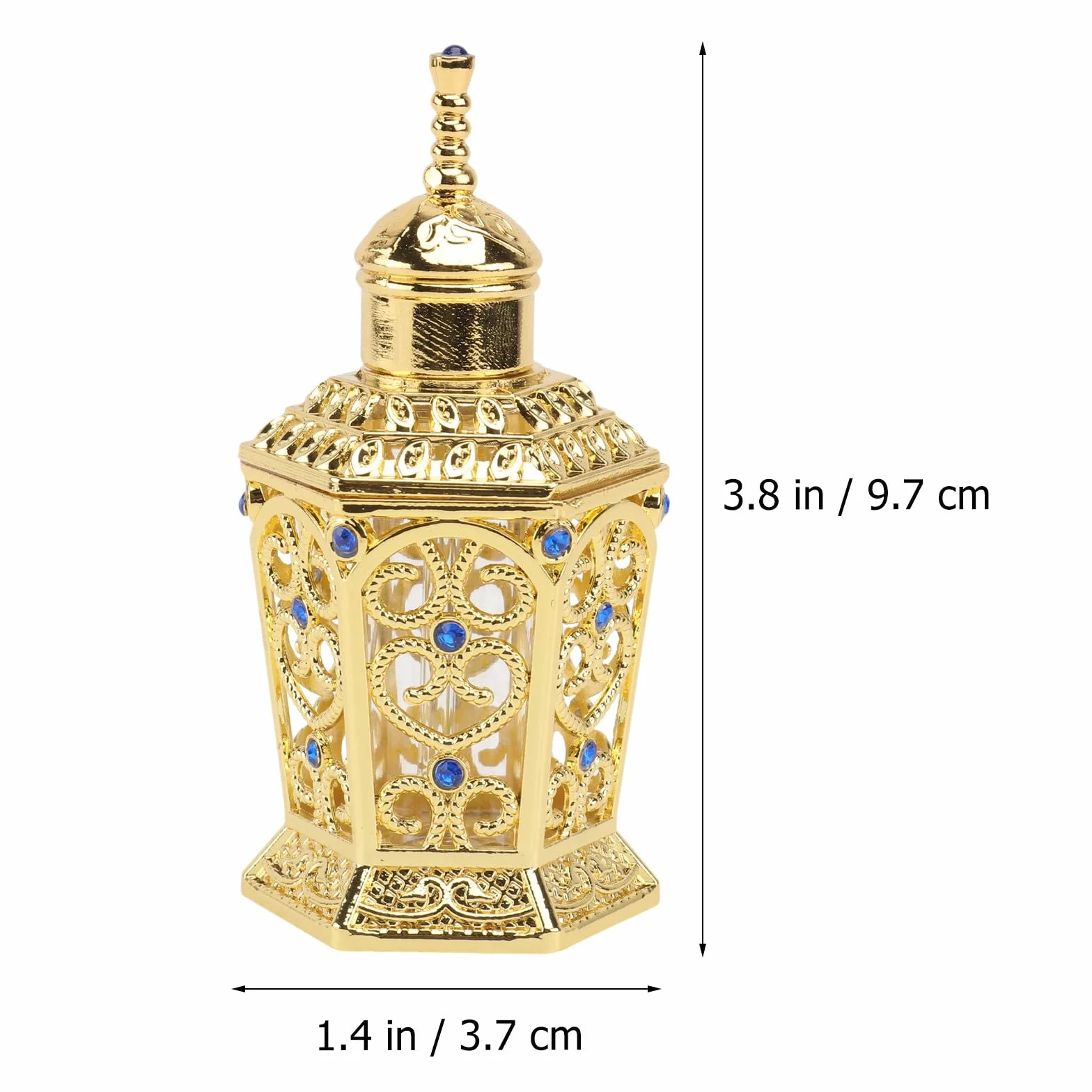 jojofuny Botella de Perfume de Vidrio y Aleación Dorada de 10ml, Portátil y Delicada, Adecuado para Decoraciones en Sala y Viajes