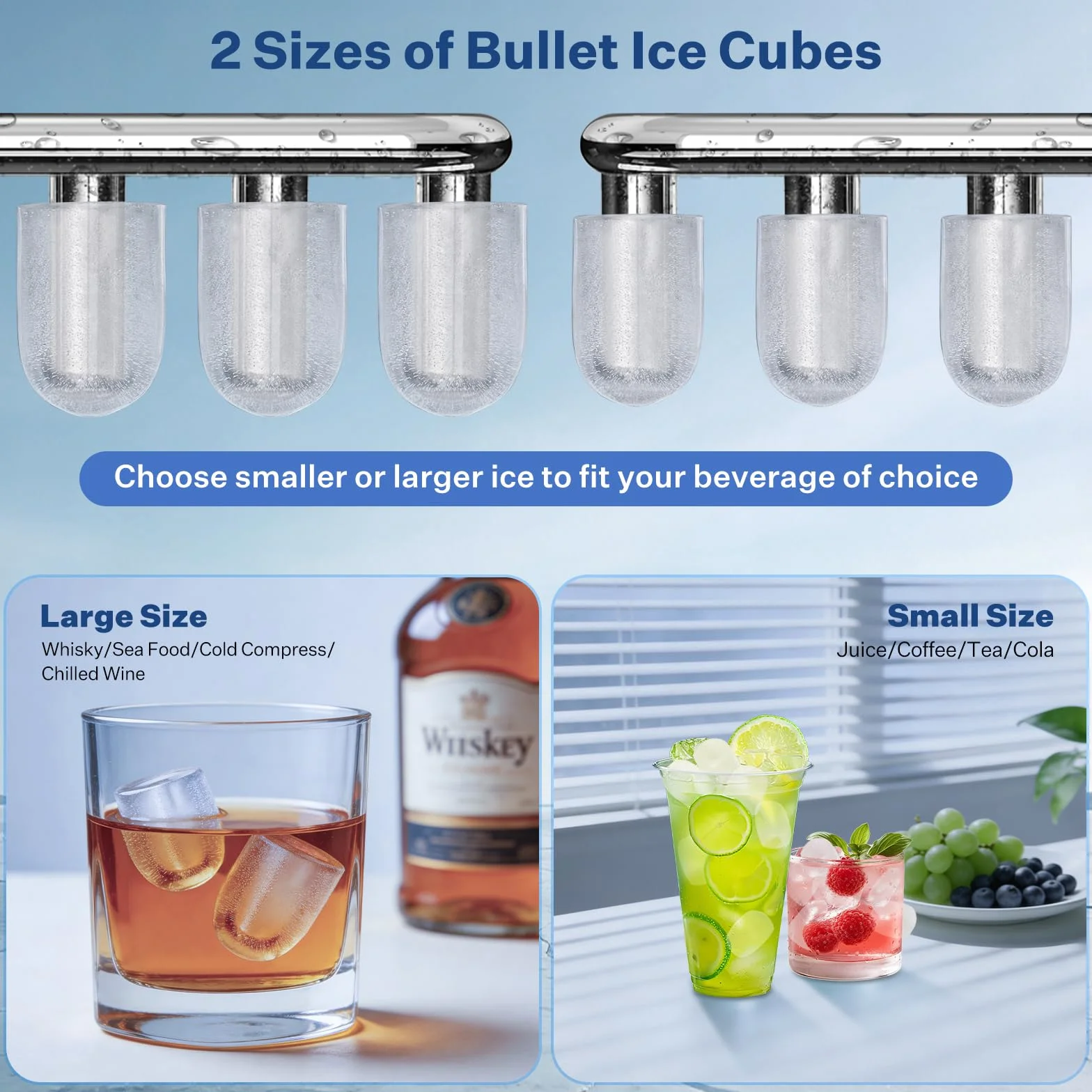 Maquina de Hielo, 9 Cubos en 8 Minutos,2 Tamaños de Hielo,1,5L Tanque,14Kg/24H, Ice Maker Machine Autolimpiante con Asa, Pala para Inicio/Cocina/Oficina/Bar (Negro)