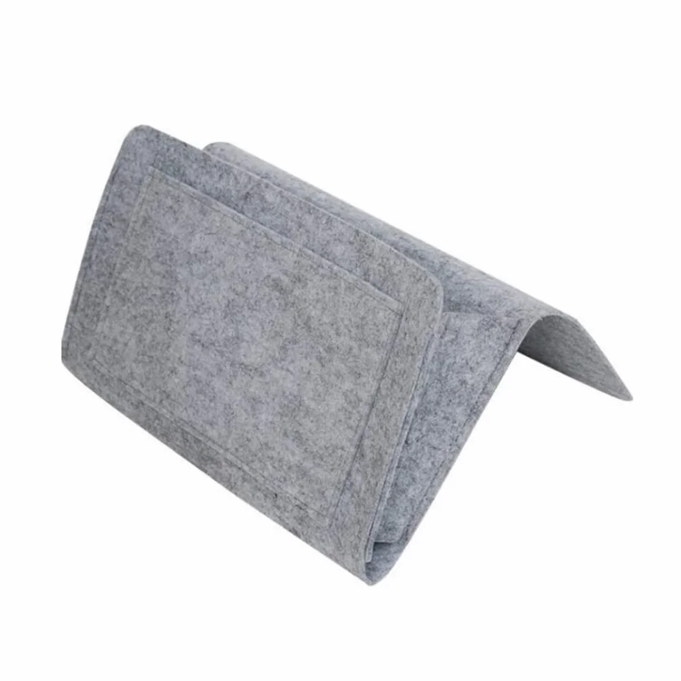 Organizador de almacenamiento para colgar en la mesita de noche de fieltro para colgar en el hogar, rieles de cama, sofá, literas (gris)