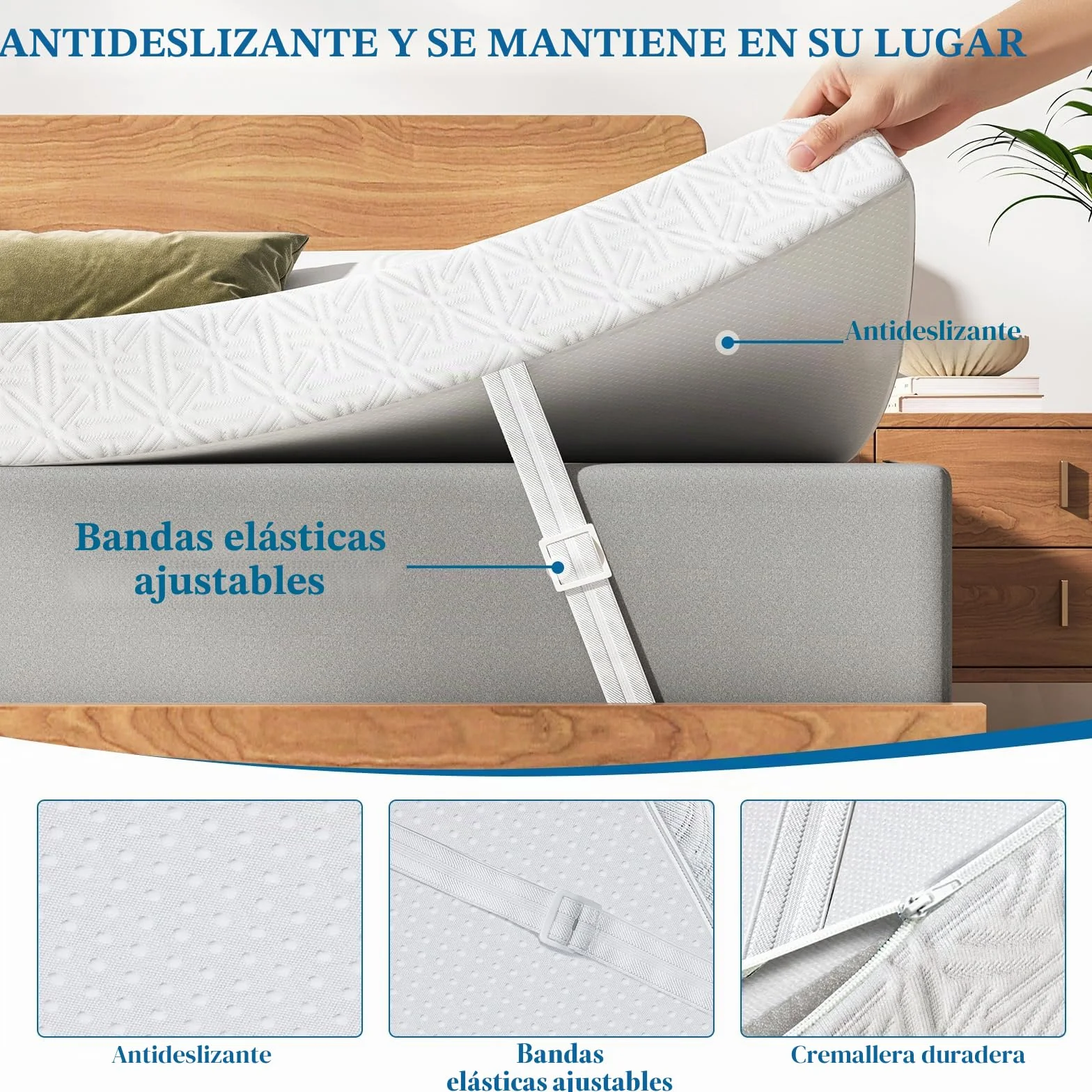 Topper Viscoelástico 180x200, Grosor 8 cm, Topper Colchón de Gel, Cubrecolchones Memory Foam Mattress Toppers, Sobrecolchón para Gel, Cubrecolchón Extraíble y Lavable, Blanco