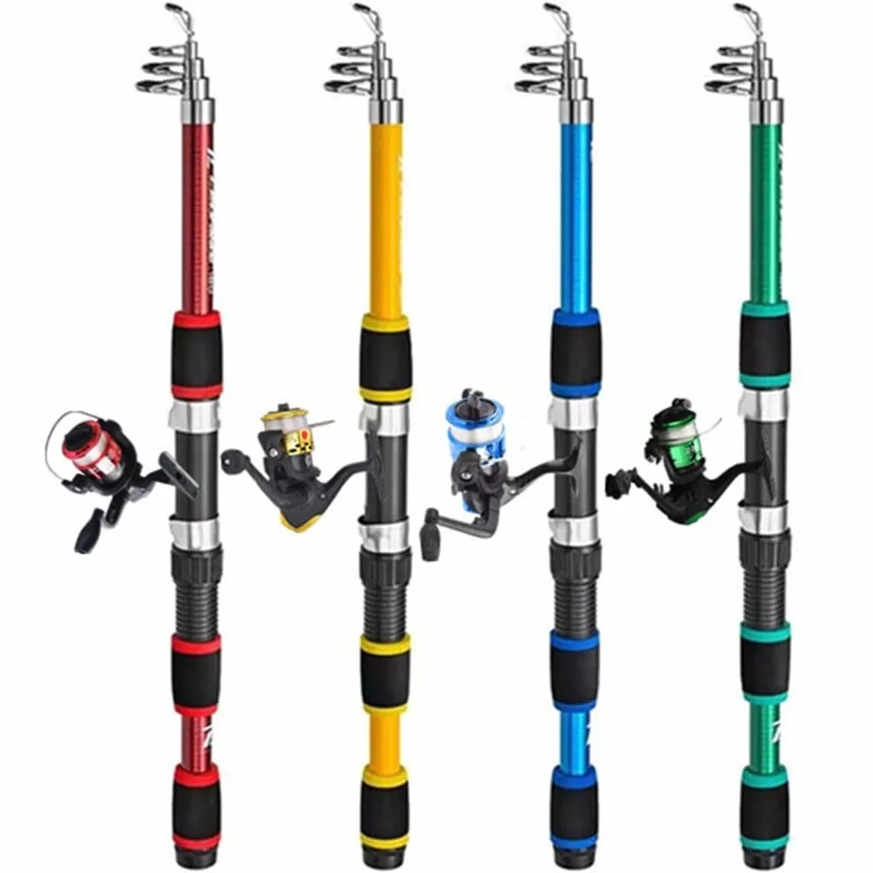 YJDOORPLAY Carrete de caña de pescar telescópica fibra de carbono 1,8 m plegable agua dulce salada