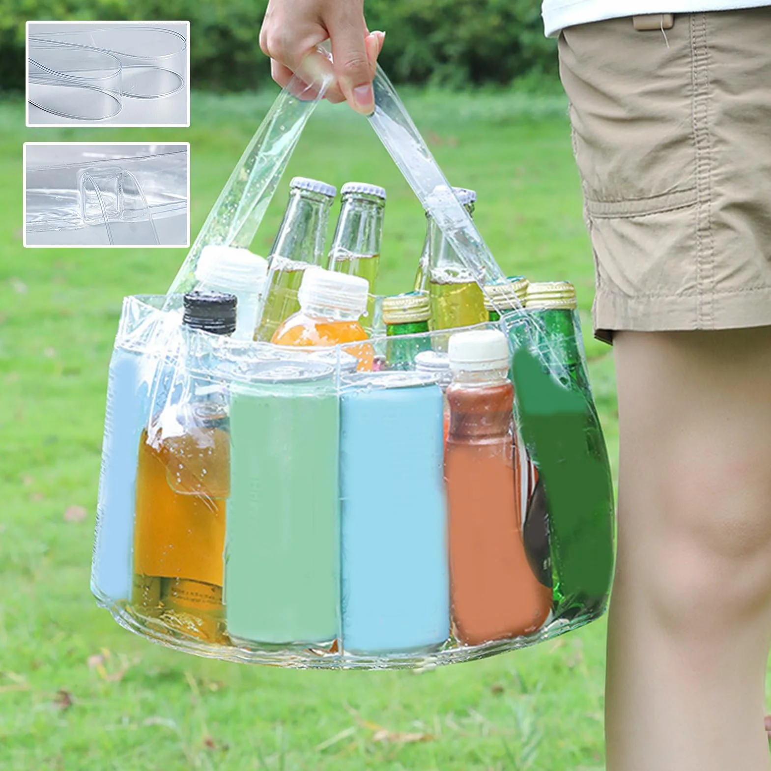 Cubeta de Agua Bañera Plegable Transparente con Asas para Ropa Baño Jardín