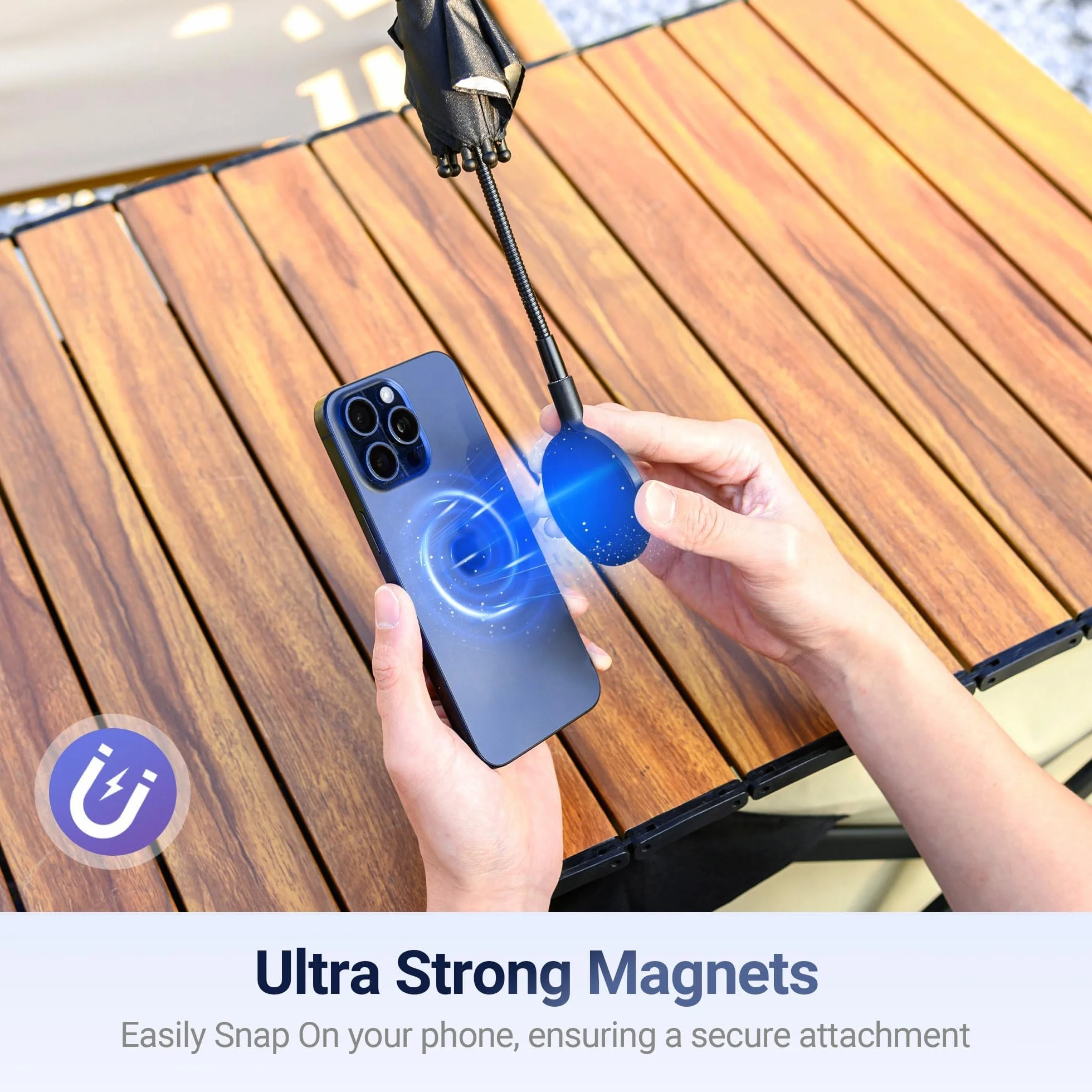 Paraguas magnético para teléfono parasol ángulo flexible anillo giratorio iPhone 16 15 14 13 12 Pro Max